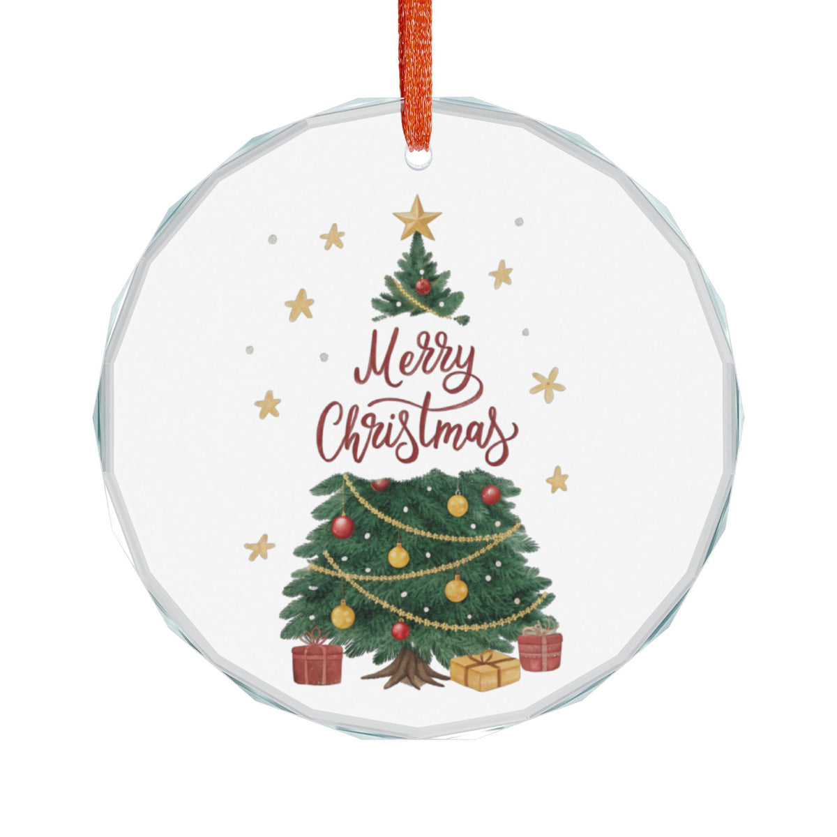 Crystal Heart Ornament — Merry Christmas Tree Glass Holiday Decoration