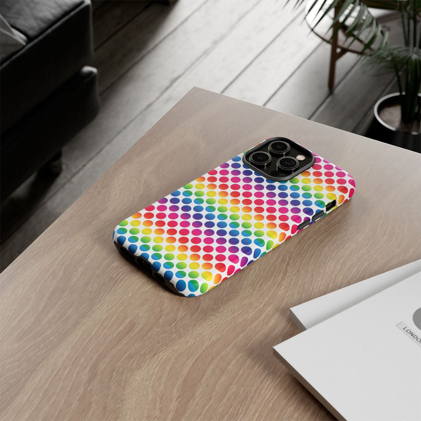 Rainbow Dot Phone Case, Colorful Phone Cover, Fun Phone Accessory, Gift for Friends, Trendy Mobile Case