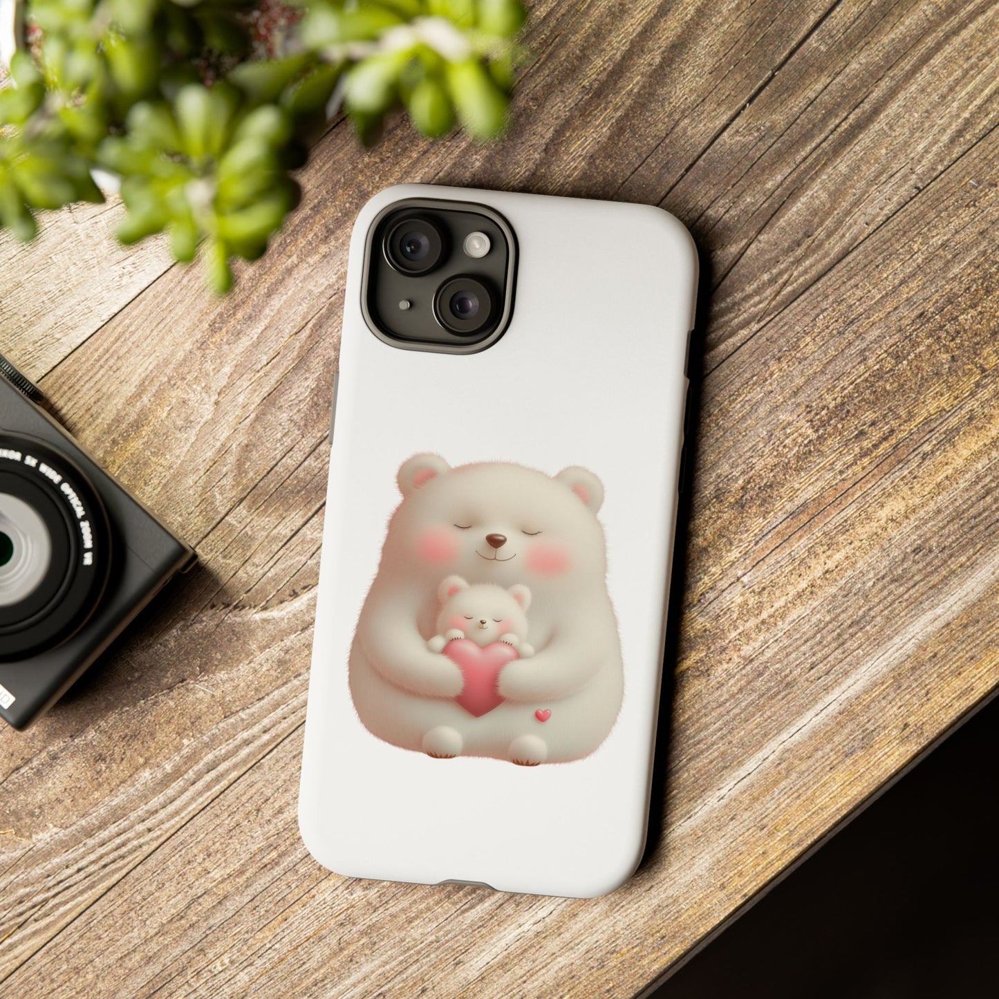 Cute Bear Phone Case, Tough Cases, Animal Lover Gift, Kids Accessories, Mother’s Day, Heartwarming Design