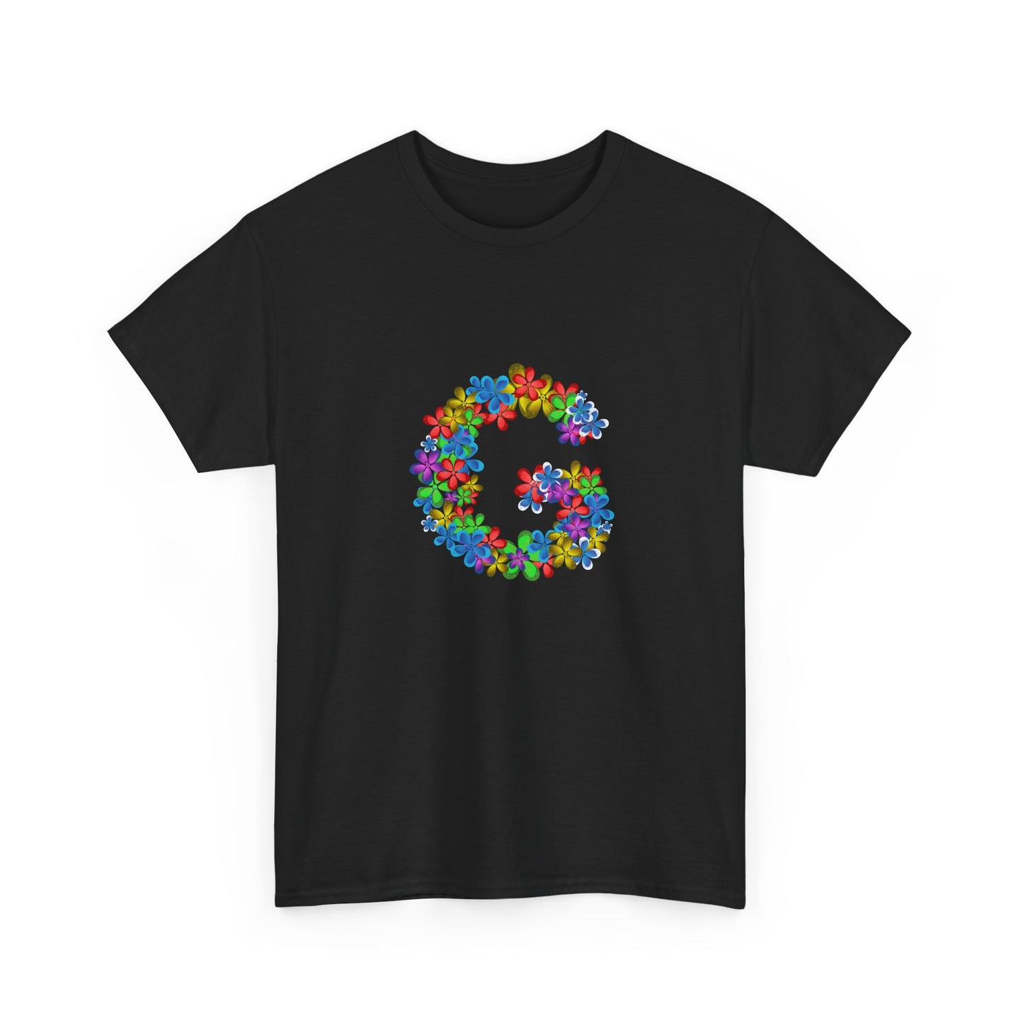 Floral Initial Unisex Tee - Personalized Gift, Casual Summer Wear, Birthday Present, Eco-Friendly Tee, Customizable Clothing