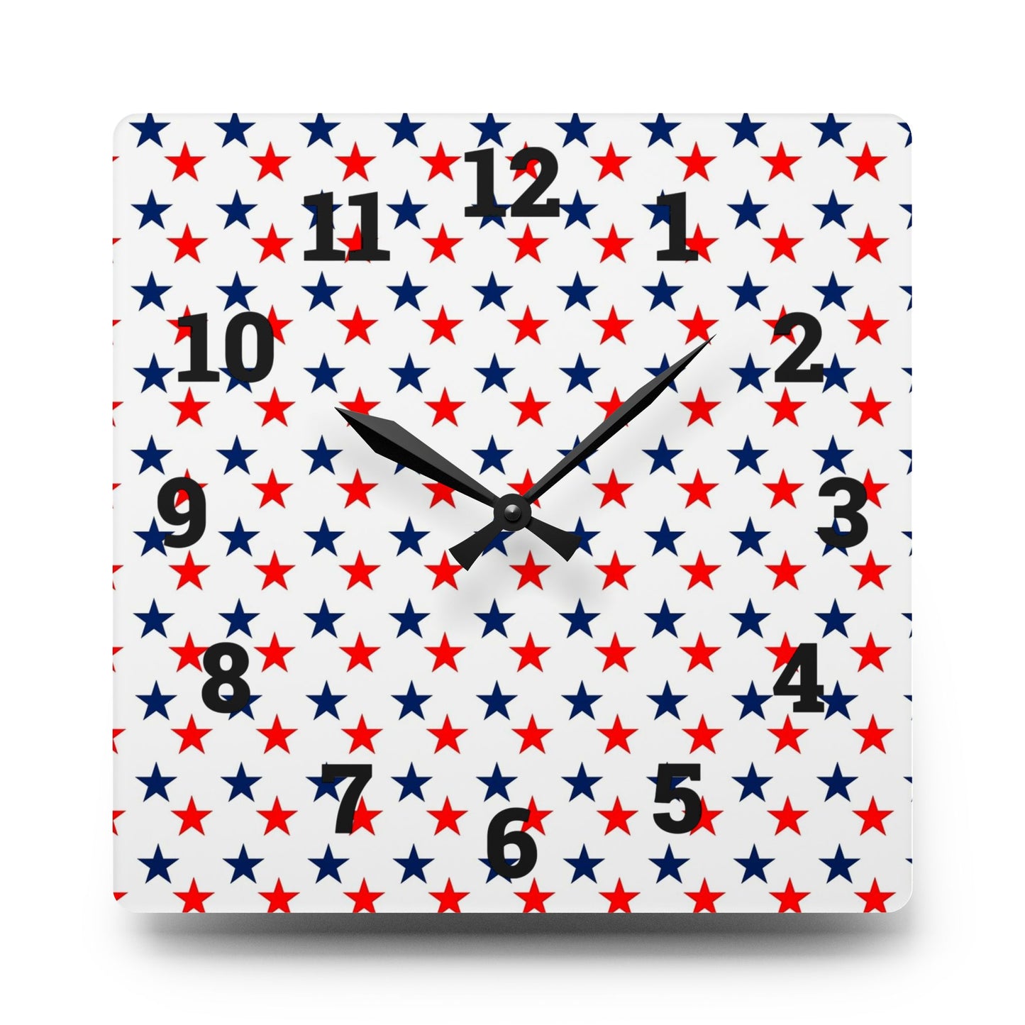 Acrylic Wall Clock stars red white and blue