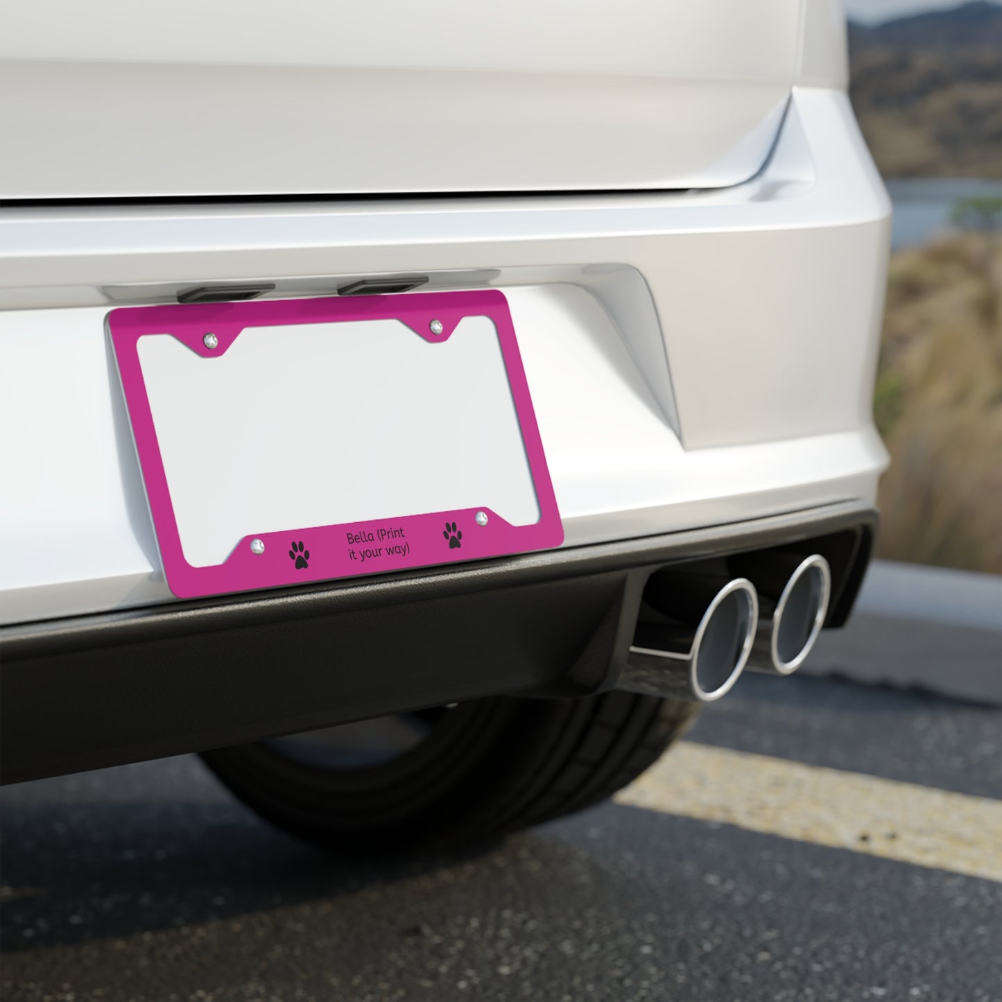 Personalized Metal License Plate Frame - Paw Print