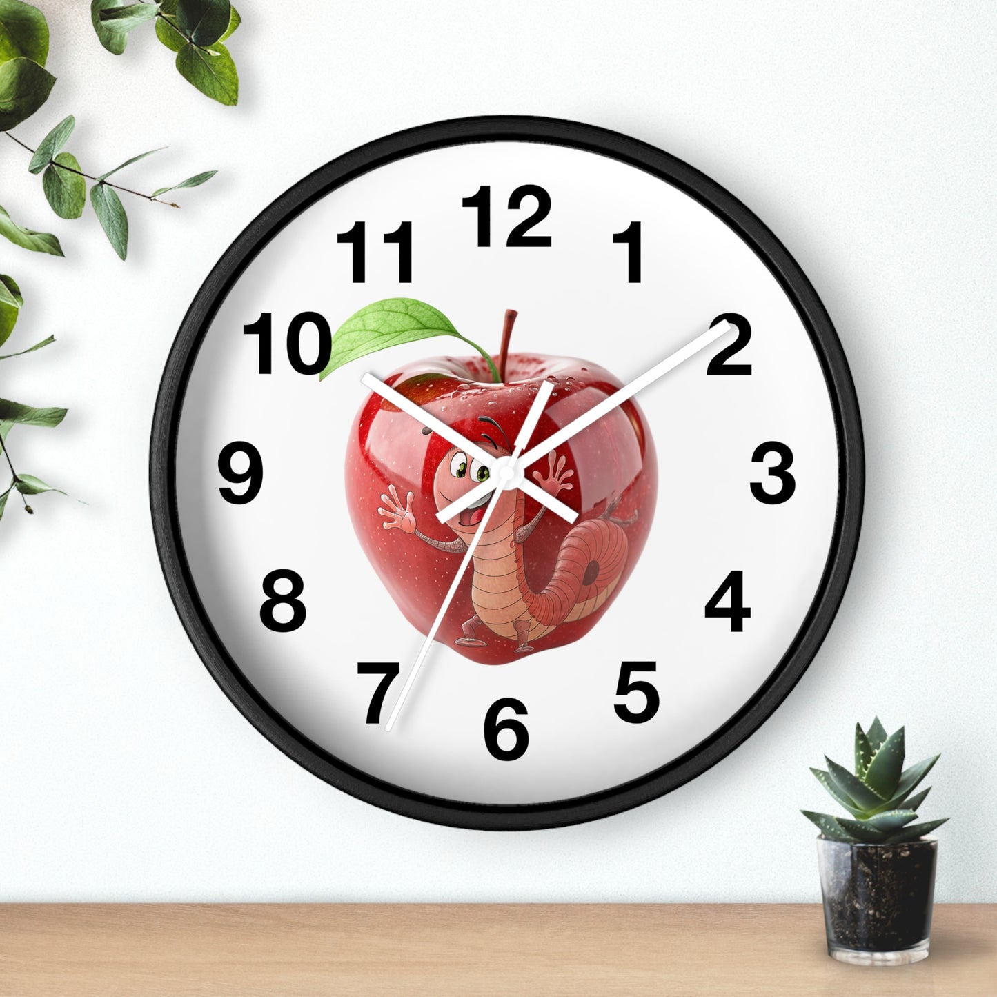 Whimsical Apple Wall Clock, Fun Kids Decor, Nursery Wall Accent, Tick Tock, Gift for Children, Playful Home Decor, Educational Timer