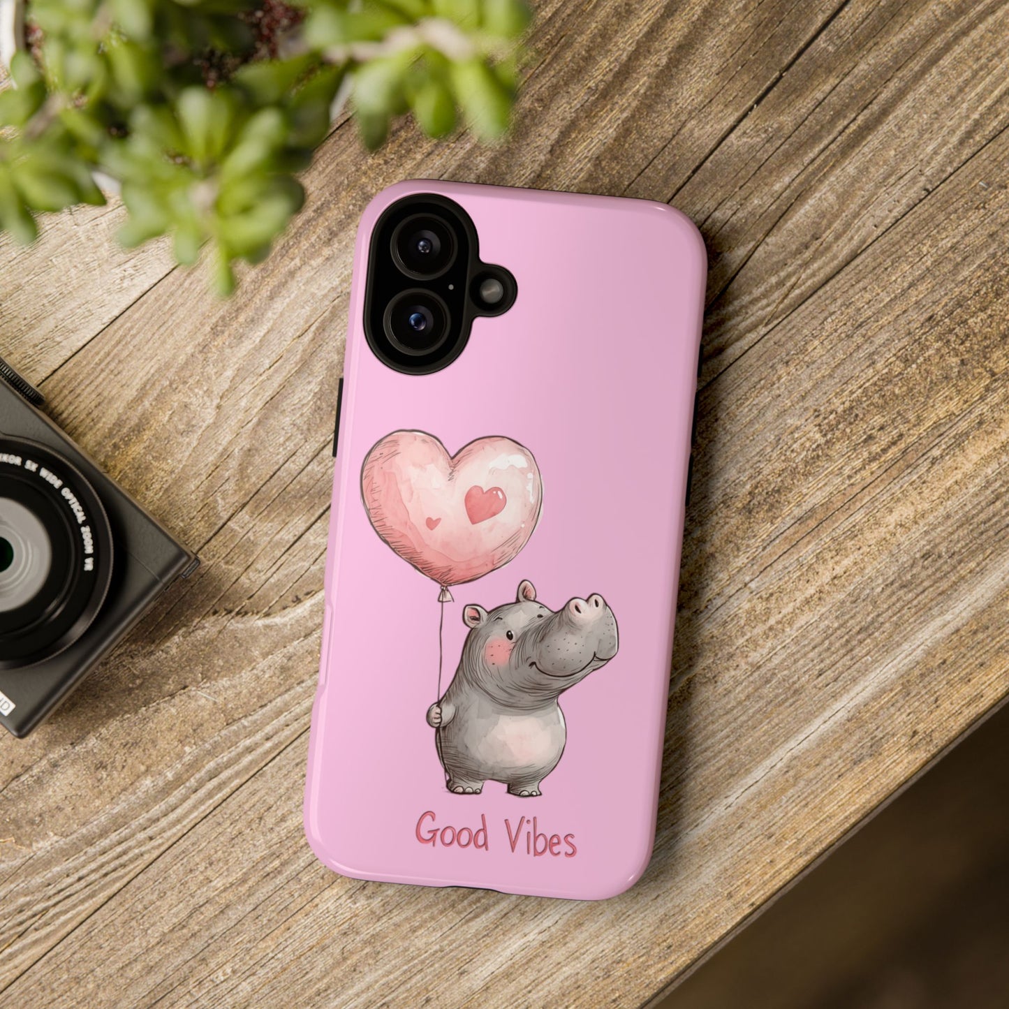 Cute Hippo Phone Case | Good Vibes, Gift for Friends, Cute Phone Accessories, Animal Lover Gift, Happy Phone Cover