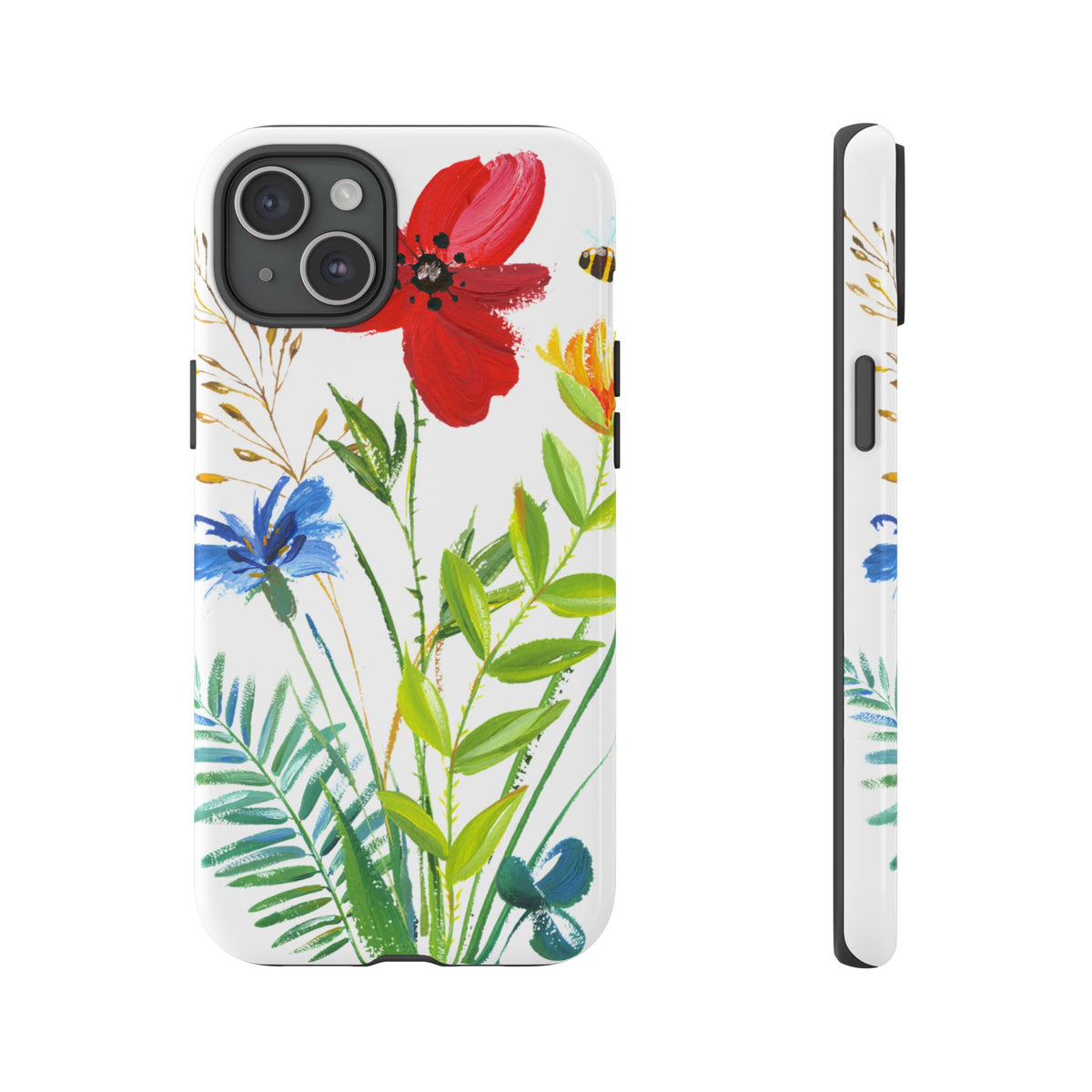Floral Watercolor Tough Phone Case — Wildflower Bouquet Protective Cover