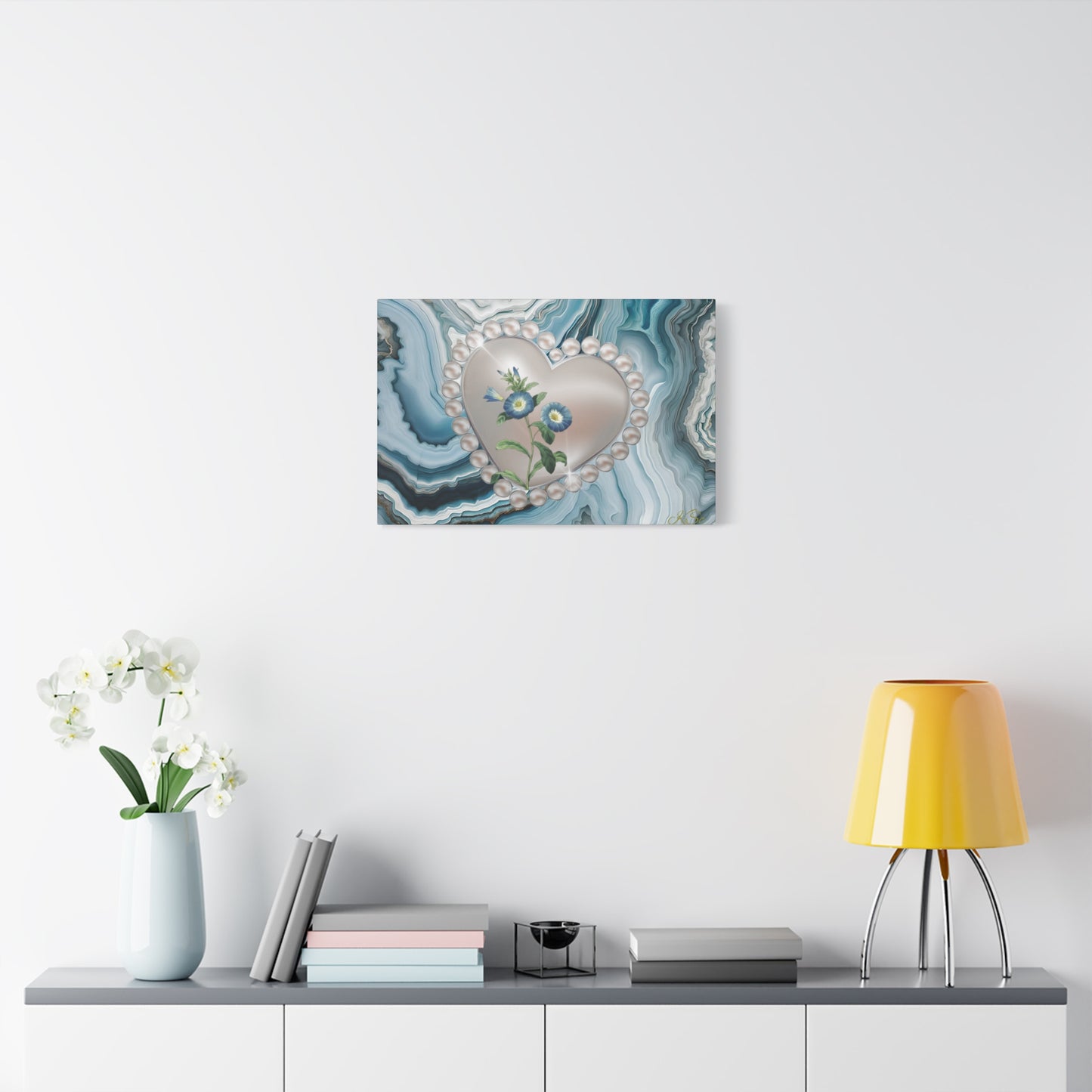 Elegant Floral Heart Canvas Wall Art, Modern Home Decor, Gift for Her