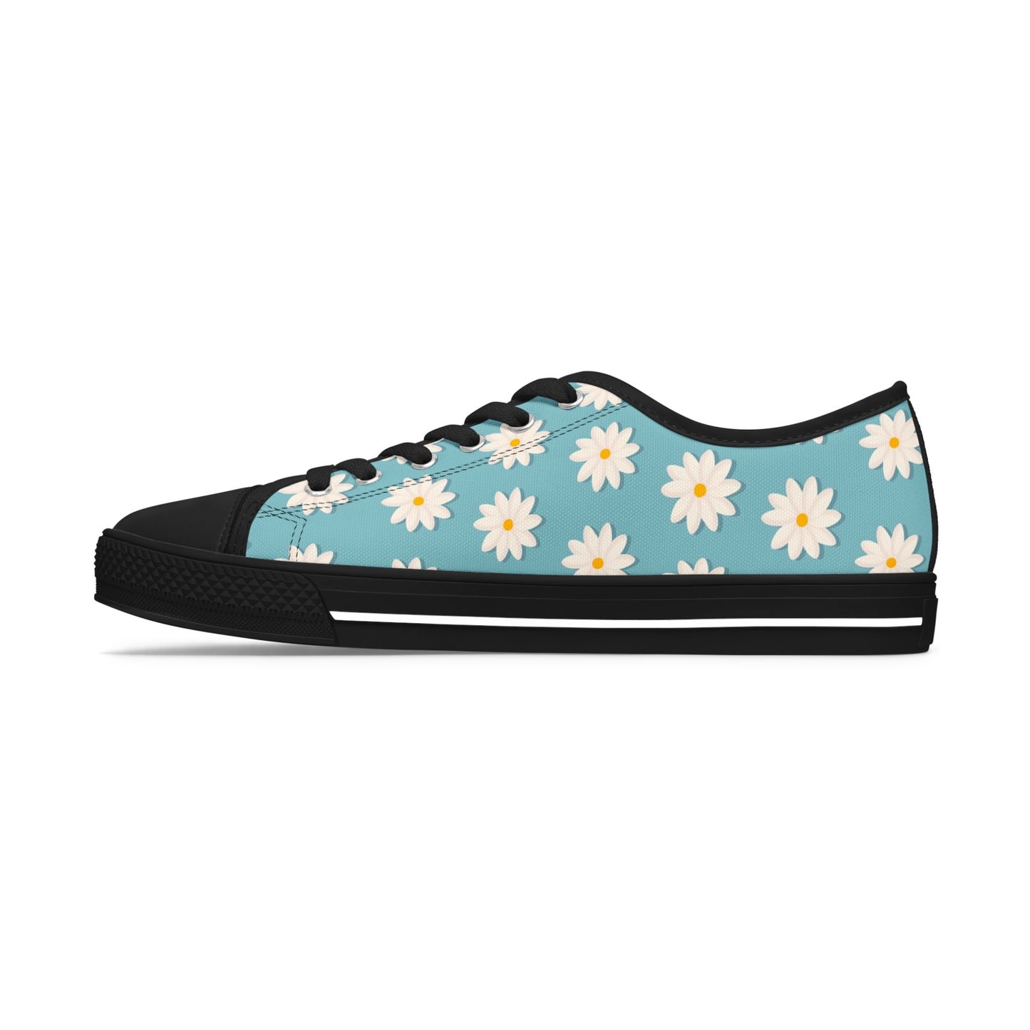 Daisy Print Low Top Sneakers – Retro Floral Canvas Shoes