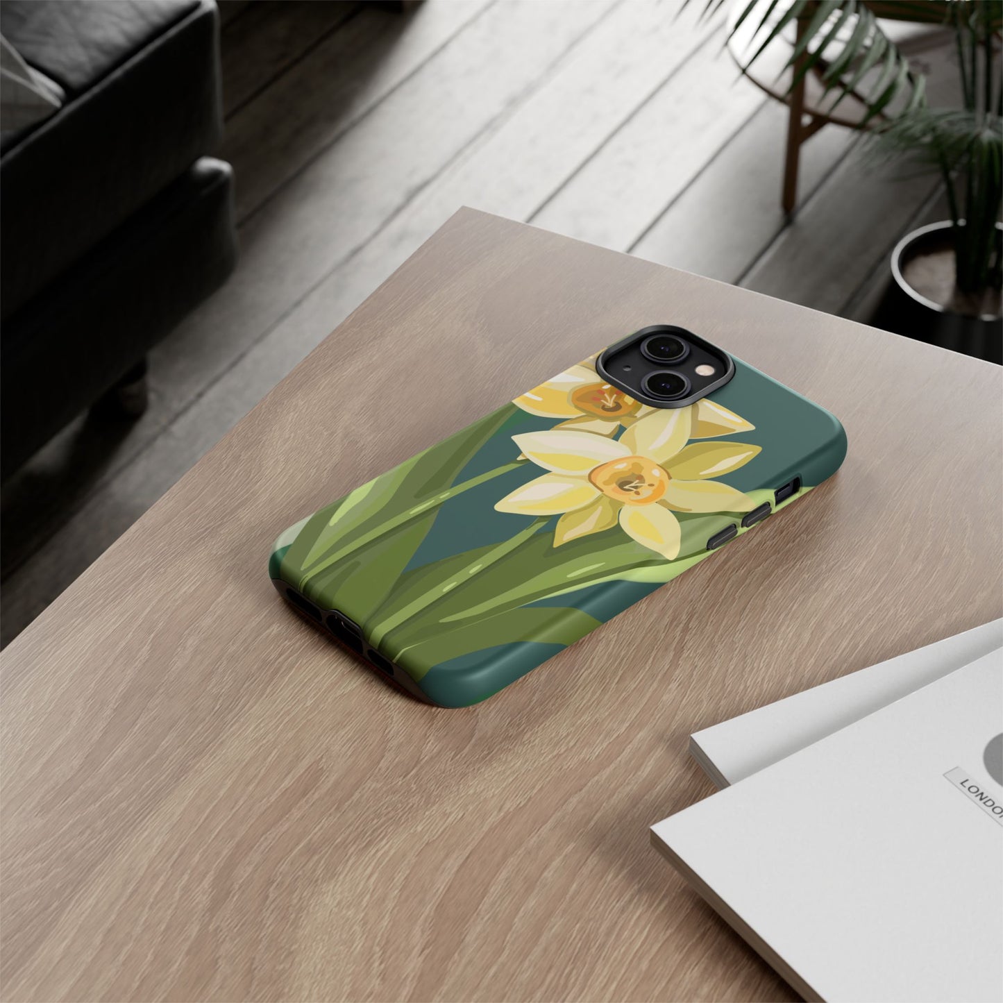 Floral Phone Case - Yellow Daffodil Design, Tough Phone Cover, Spring Decor, Floral Gift, Nature-Inspired Accessories