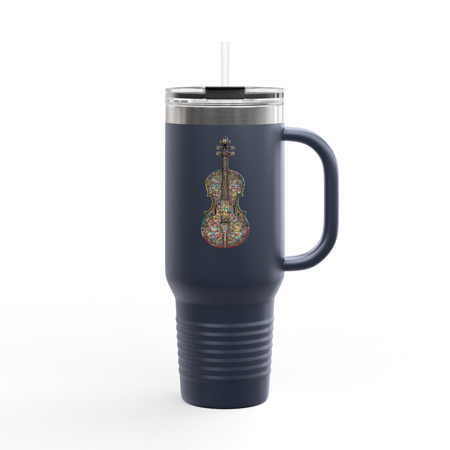 Colorful Violin Insulated Travel Mug - Perfect for Music Lovers, Gifts for Musicians, 40oz Tumbler, Travel Cup for Coffee, Unique Drinkware