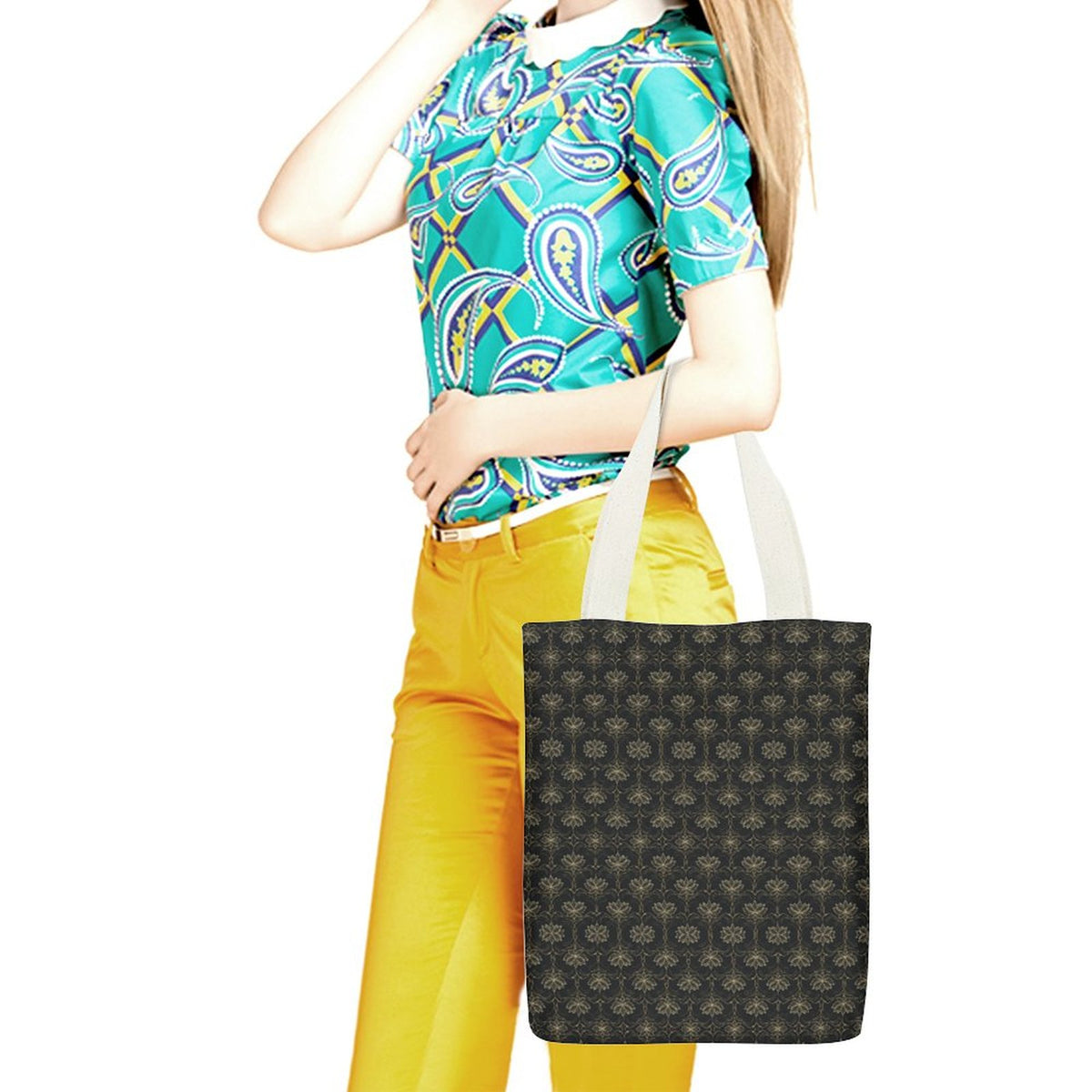 Canvas Material Tote Bags with Interior Pocket