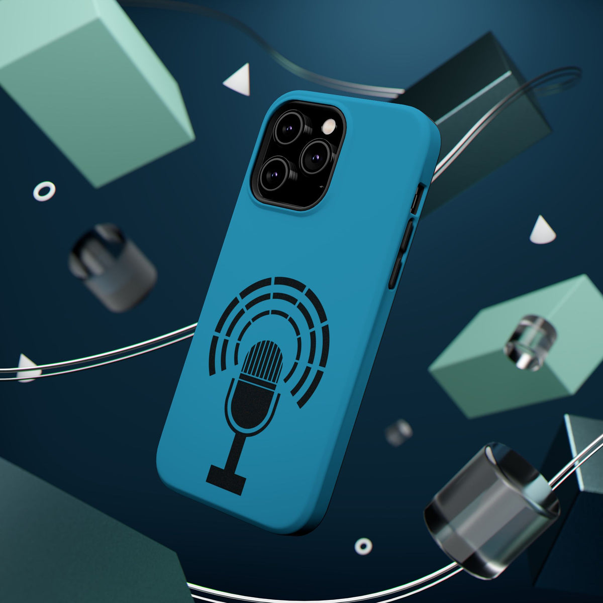 Phone Case — Retro Microphone Podcast Design, Magnetic Impact-Resistant