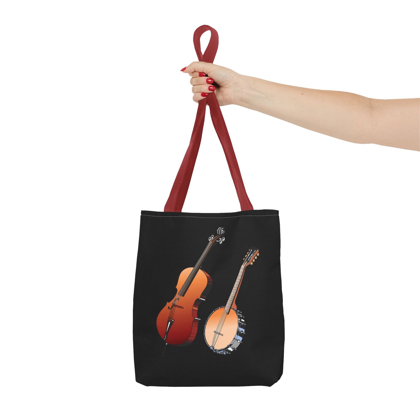 Musical Instruments Tote Bag, Music Lover Gift, Banjo and Cello Design, Stylish Grocery Tote, Concert Bag, Eco-Friendly Carryall
