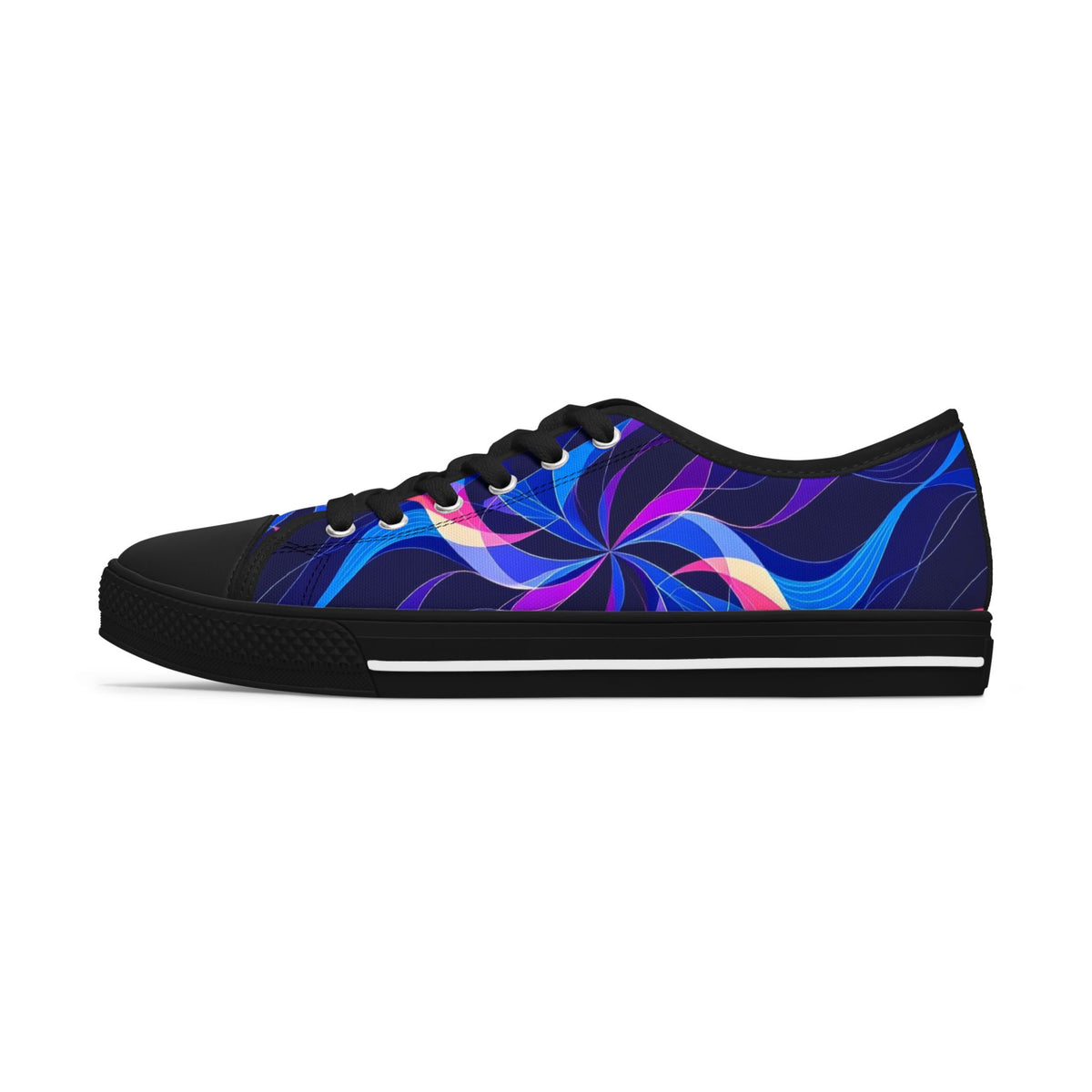 Women's Low Top Sneakers — Blue Purple Swirl Graphic Casual Shoes