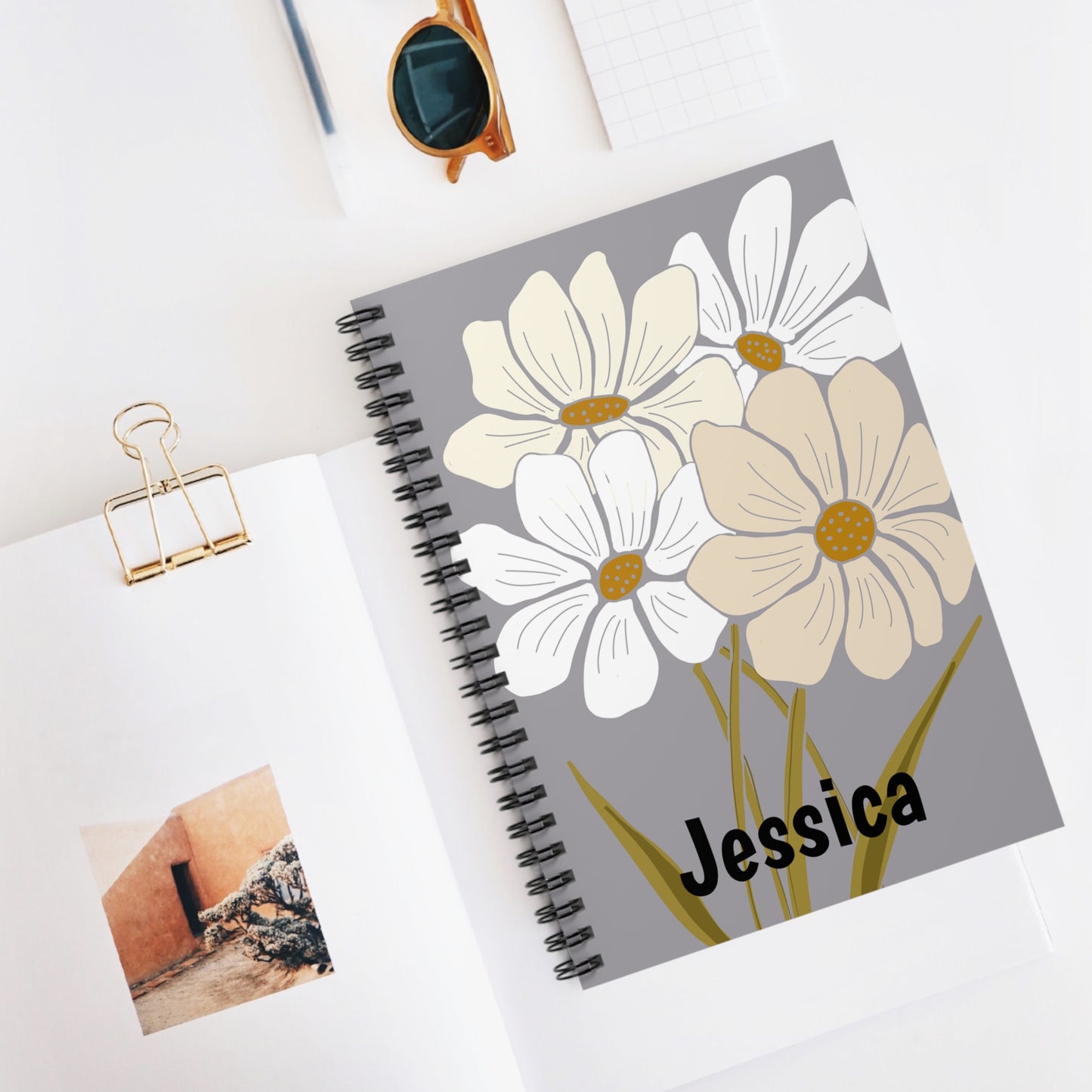 Floral Personalized Spiral Notebook | Cute Journal for Notes, Gift for Her, School Supplies, Travel Diary, Custom Name Notebook