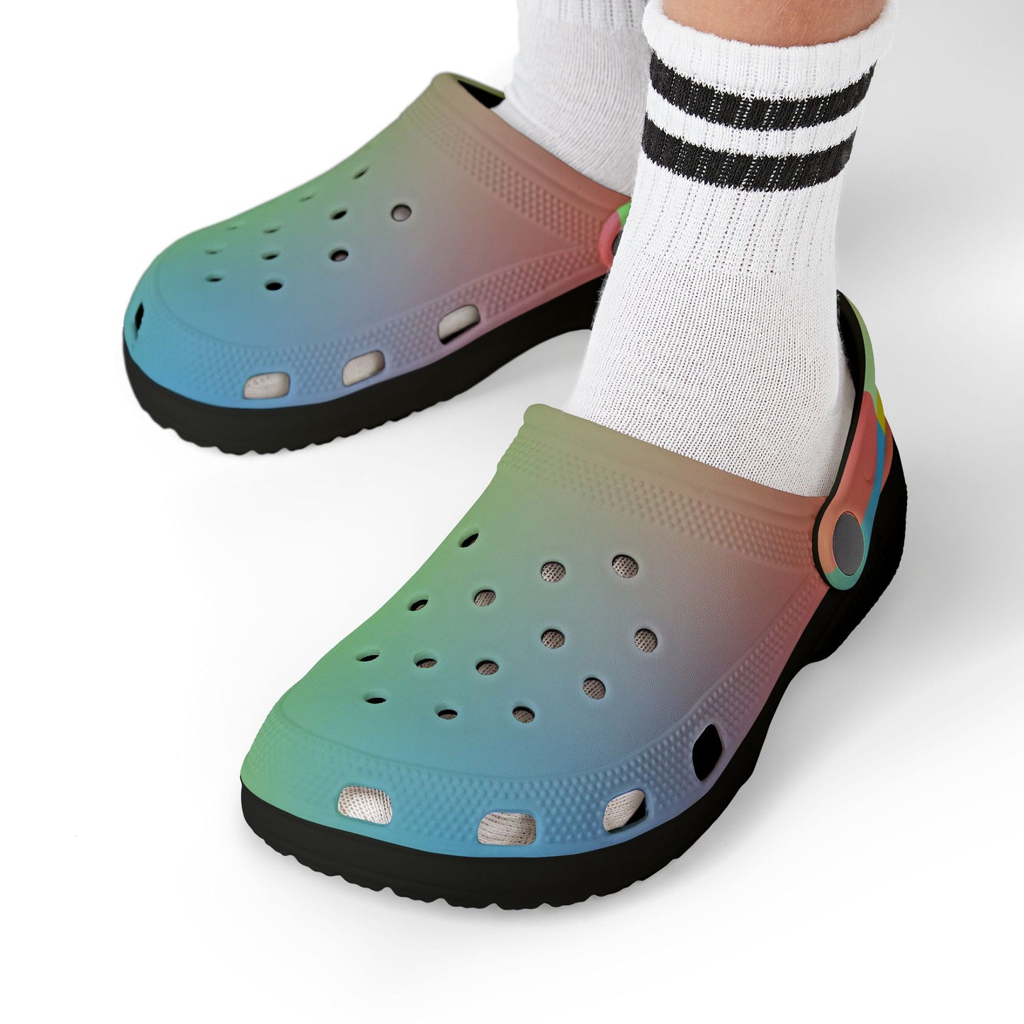 Rainbow Kids' EVA Foam Clogs, Colorful Summer Footwear, Playful Garden Shoes, Fun Outdoor Clogs, Comfortable Kids' Summer Sandals