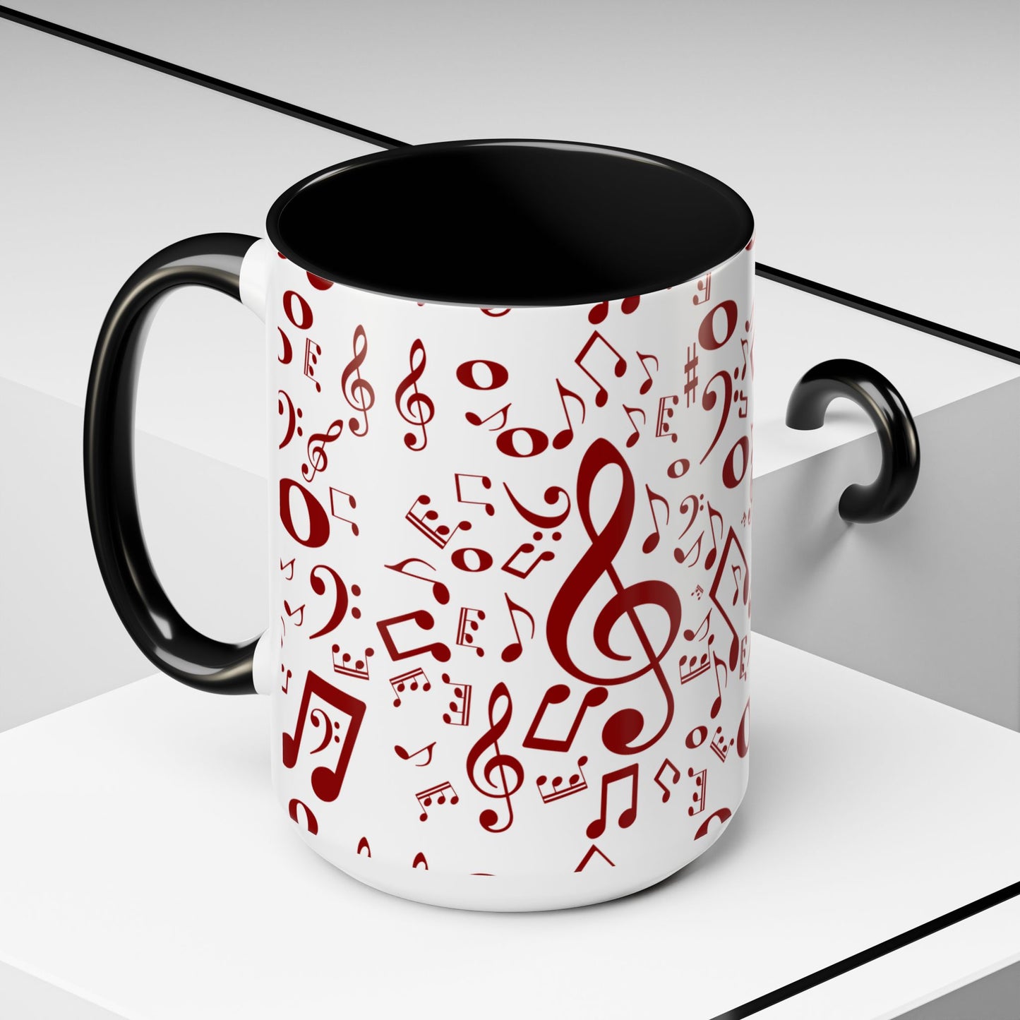 Accent Coffee Mug (11, 15oz) - Musical Notes