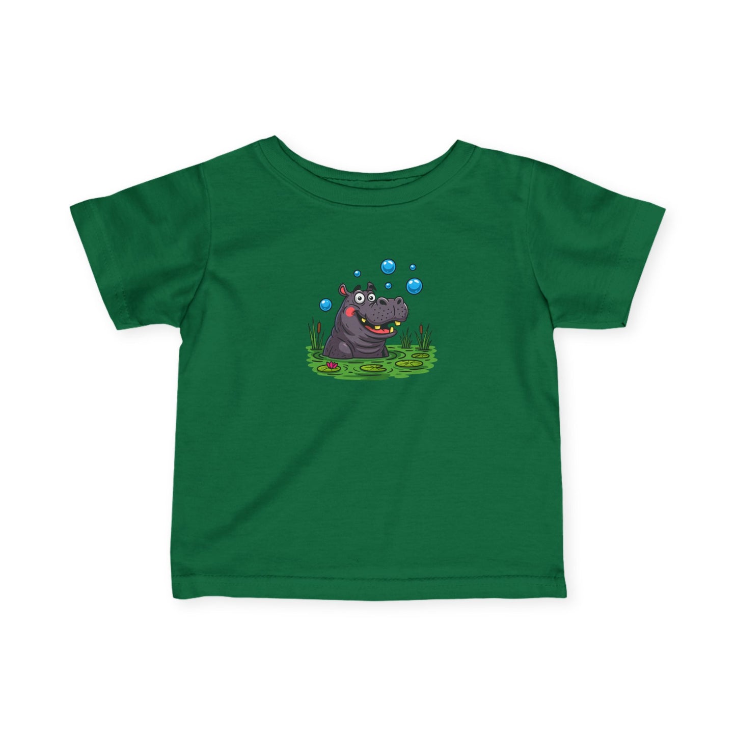Cute Hippo Infant Tee with Bubbles, Baby Shirt, Toddler T-Shirt, Fun Kids Clothing, Unique Baby Gift, Pram Outfit