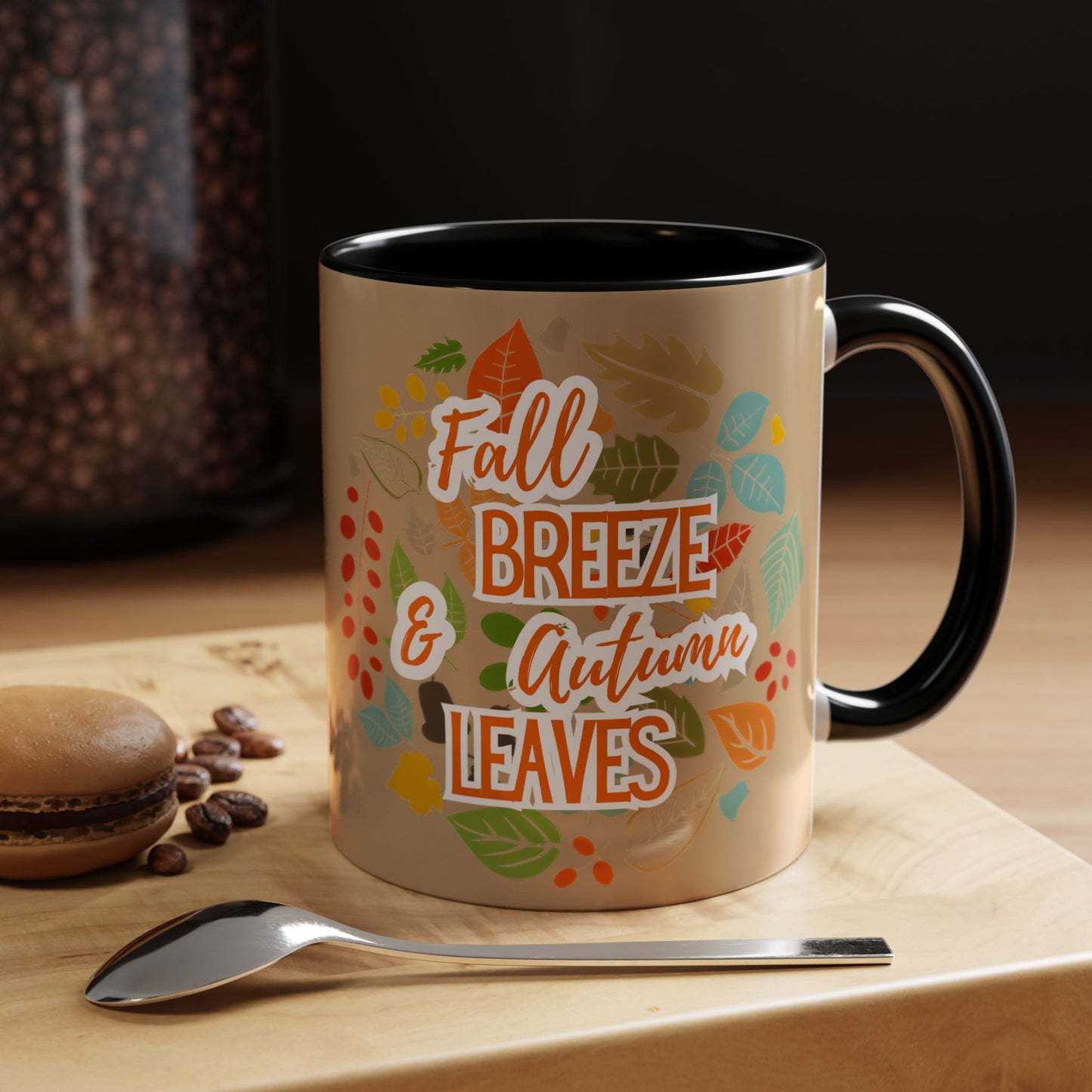 Fall Breeze & Leaves Coffee Mug, Autumn Mug, Seasonal Drinkware, Cozy Kitchen Decor, Perfect Gift for Fall Lovers