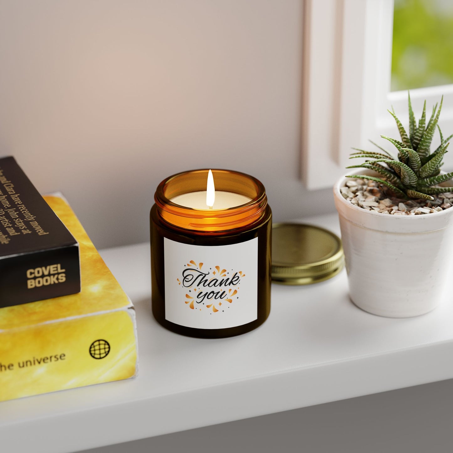 Thank You Scented Candle - Coconut Apricot Wax Gift, Birthday Present, Relaxation, Home Decor, Aromatherapy