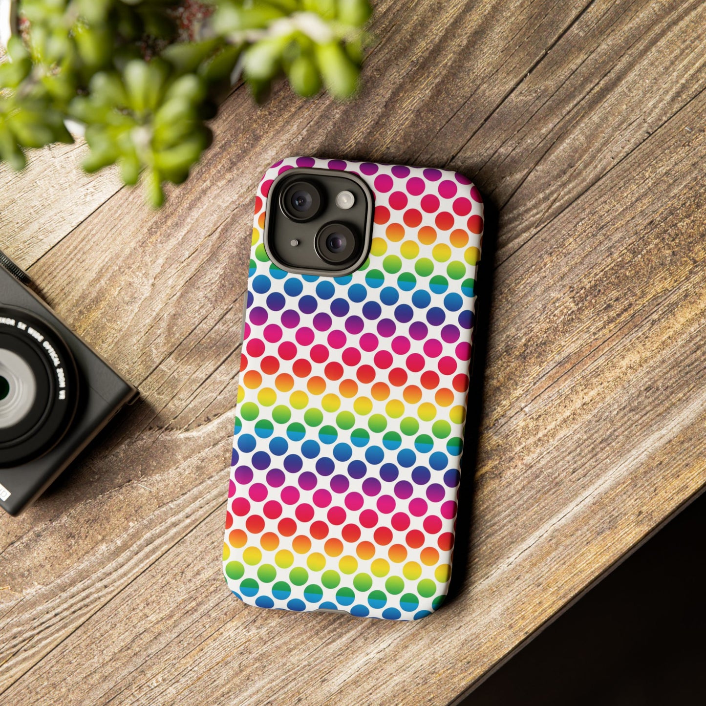 Rainbow Dot Phone Case, Colorful Phone Cover, Fun Phone Accessory, Gift for Friends, Trendy Mobile Case