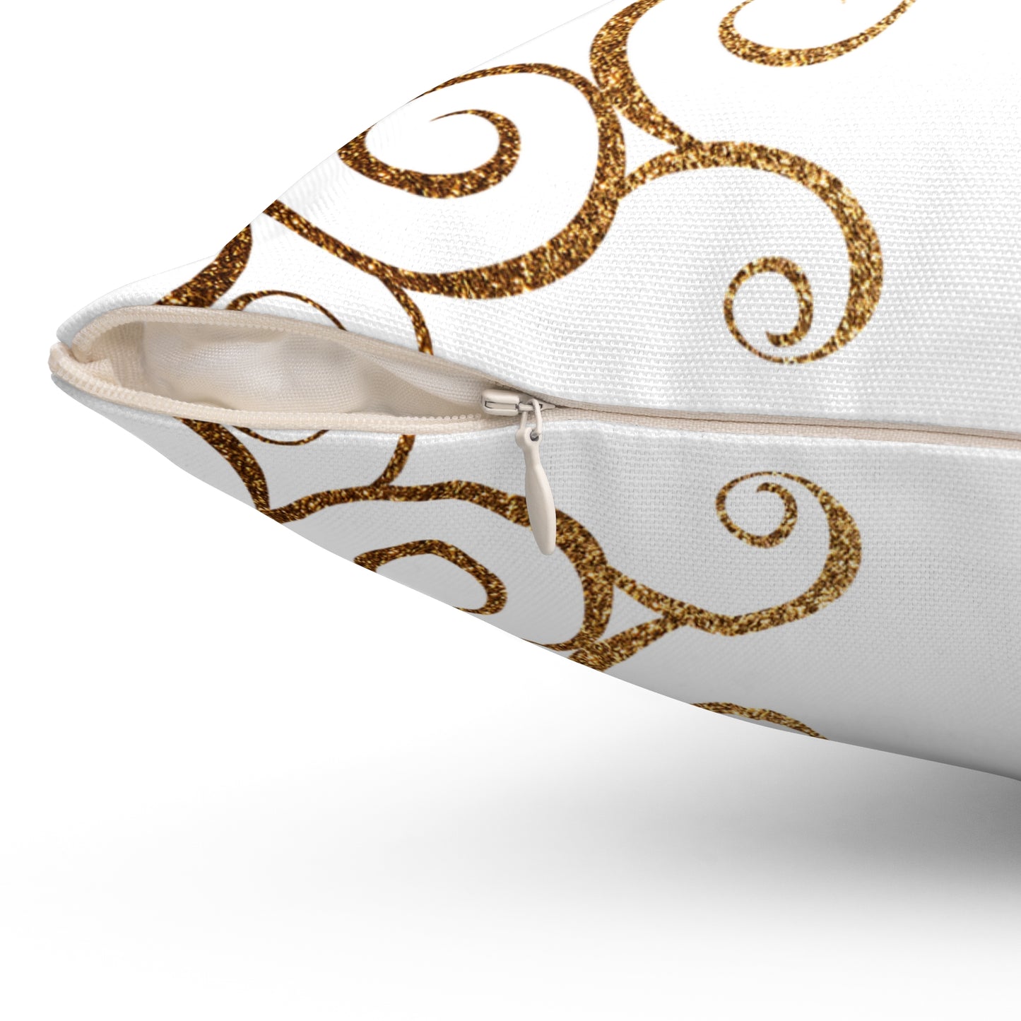 Elegant Decorative Pillow with Gold Swirl Design, Cozy Home Accent, Perfect for Living Room, Holidays, Gift Idea
