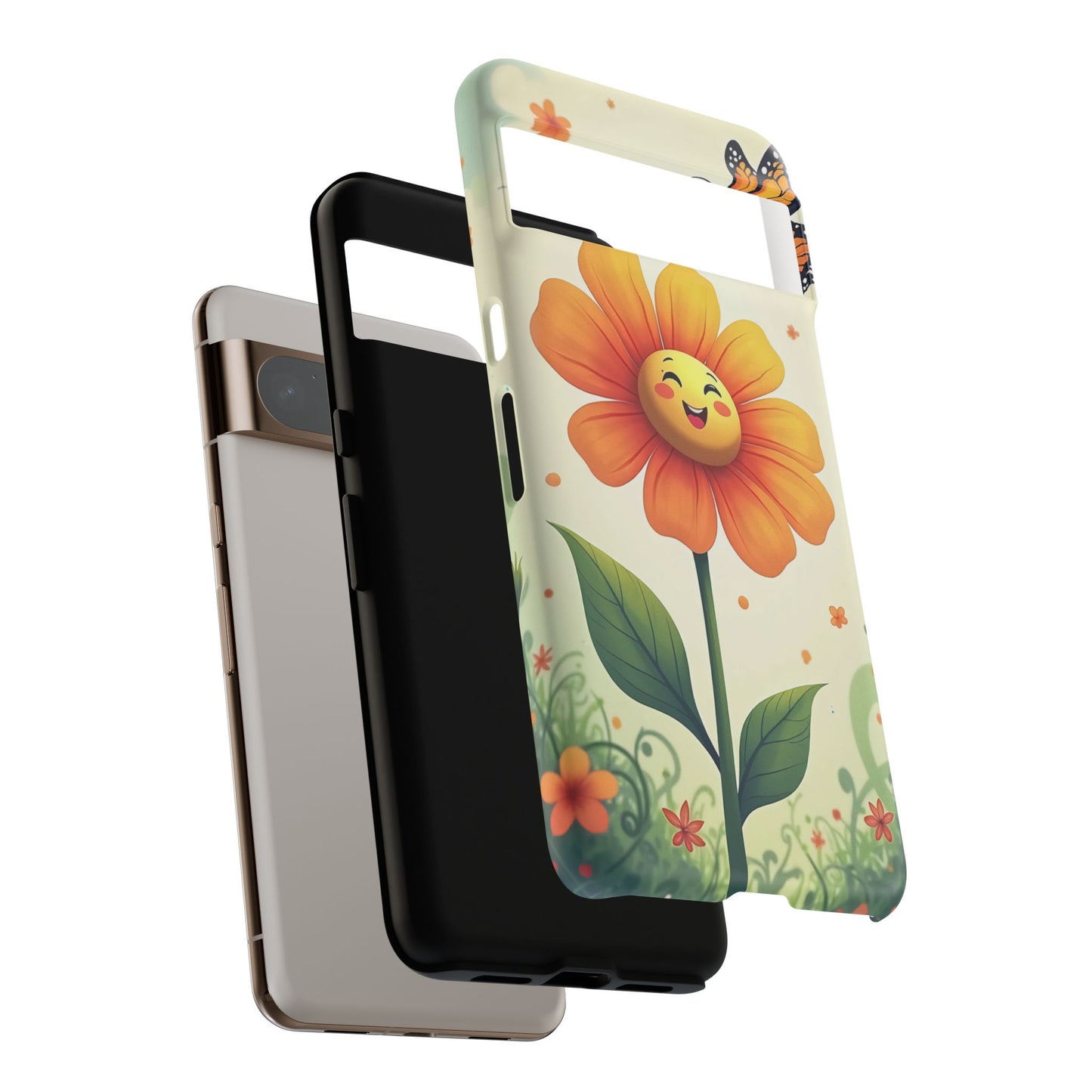 Floral Phone Case with Butterfly Design, Cute Flower Phone Cover for Nature Lovers, Eco-Friendly Gift, Spring Vibes, Birthday Present