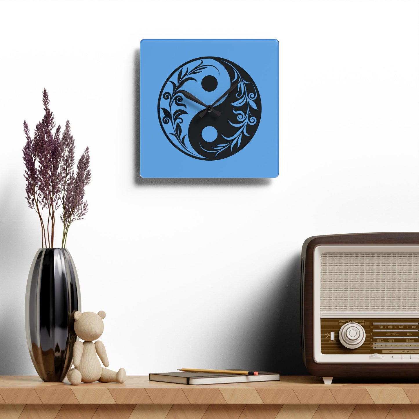 Yin Yang Acrylic Wall Clock, Bohemian Decor, Modern Home Accent, Statement Art, Gift for Yoga Lovers, Unique Wall Art