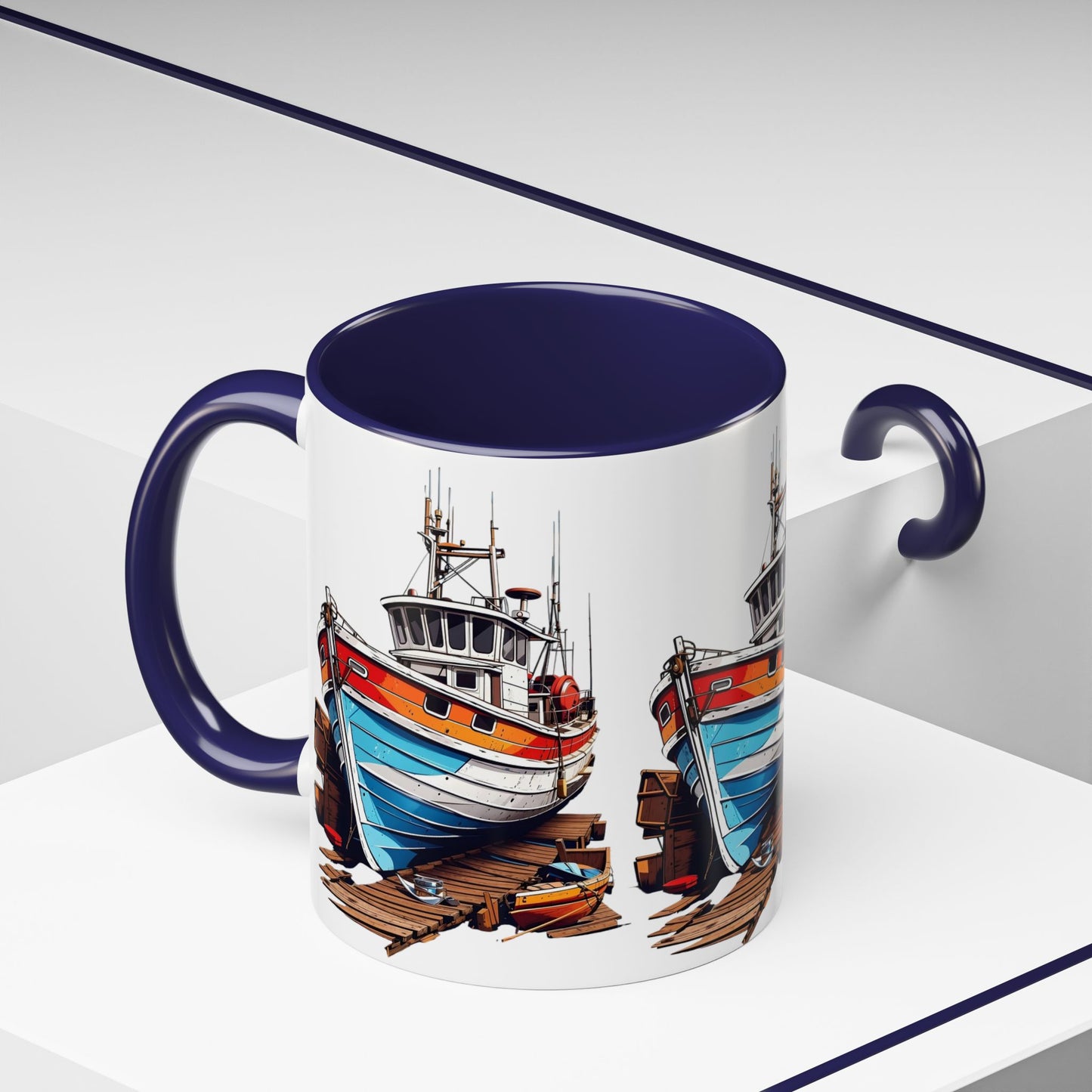 Nautical Accent Coffee Mug | Perfect for Boat Lovers, Sailor Gifts, Coastal Decor, Unique Gift Idea, Custom Artwork Mug