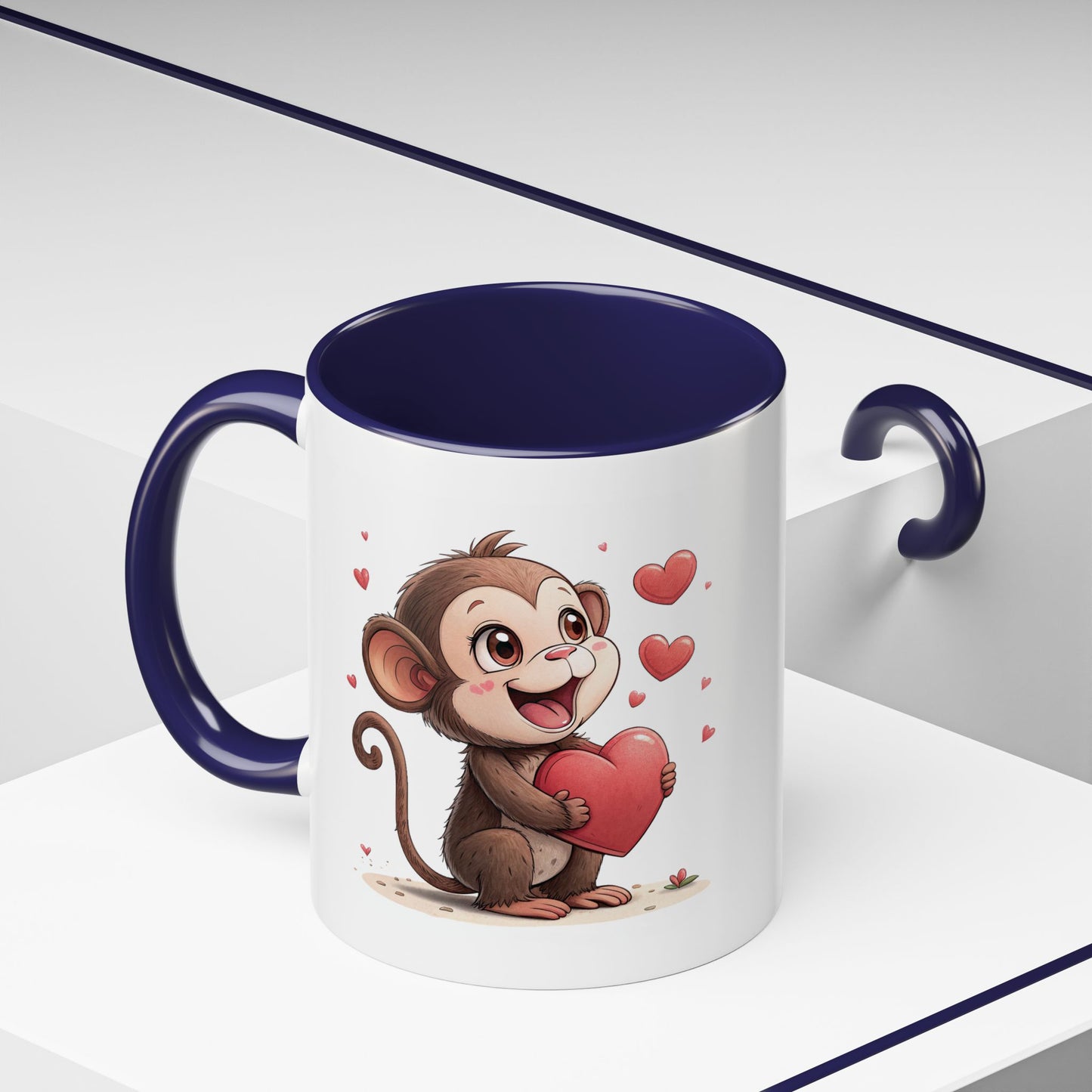 Cute Monkey Love Coffee Mug, Valentine's Gift, Animal Lover's Mug, Heartfelt Coffee Cup, Fun Kitchen Decor
