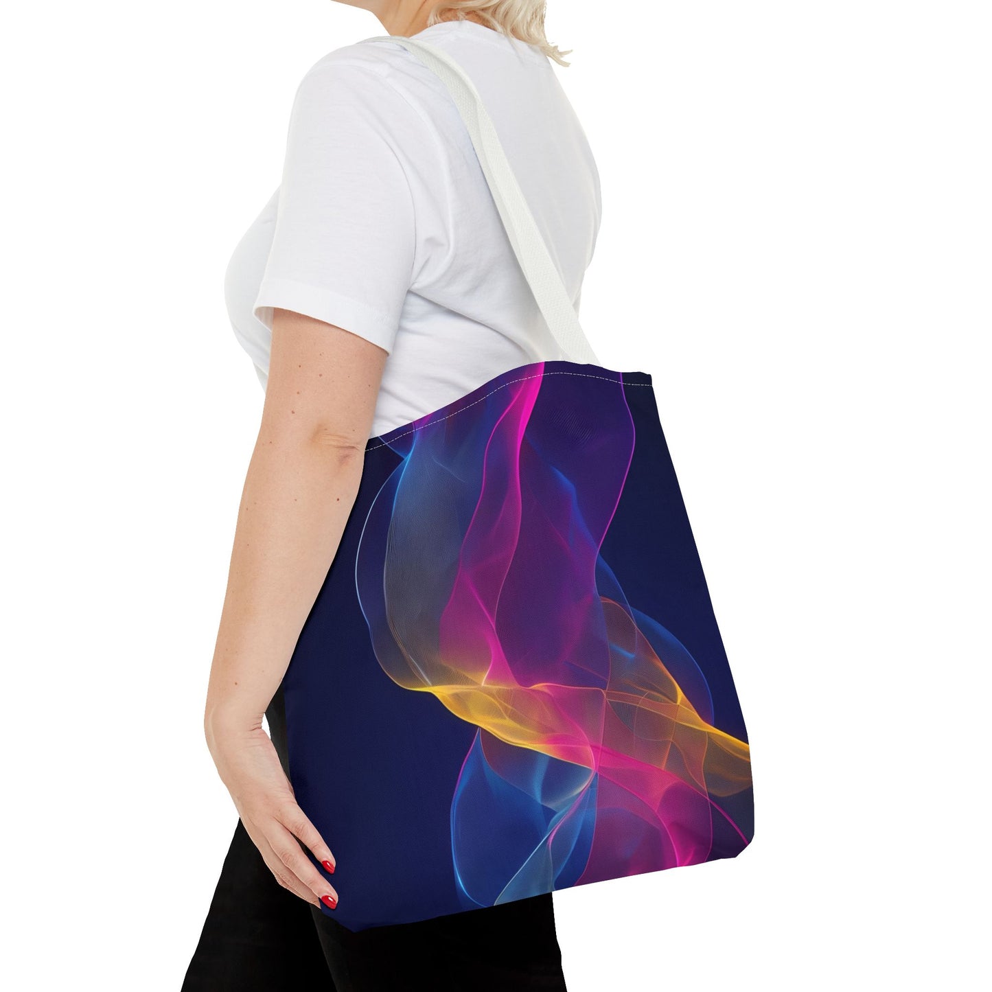Colorful Abstract Tote Bag, Stylish Shopping Bag, Reusable Groceries Bag