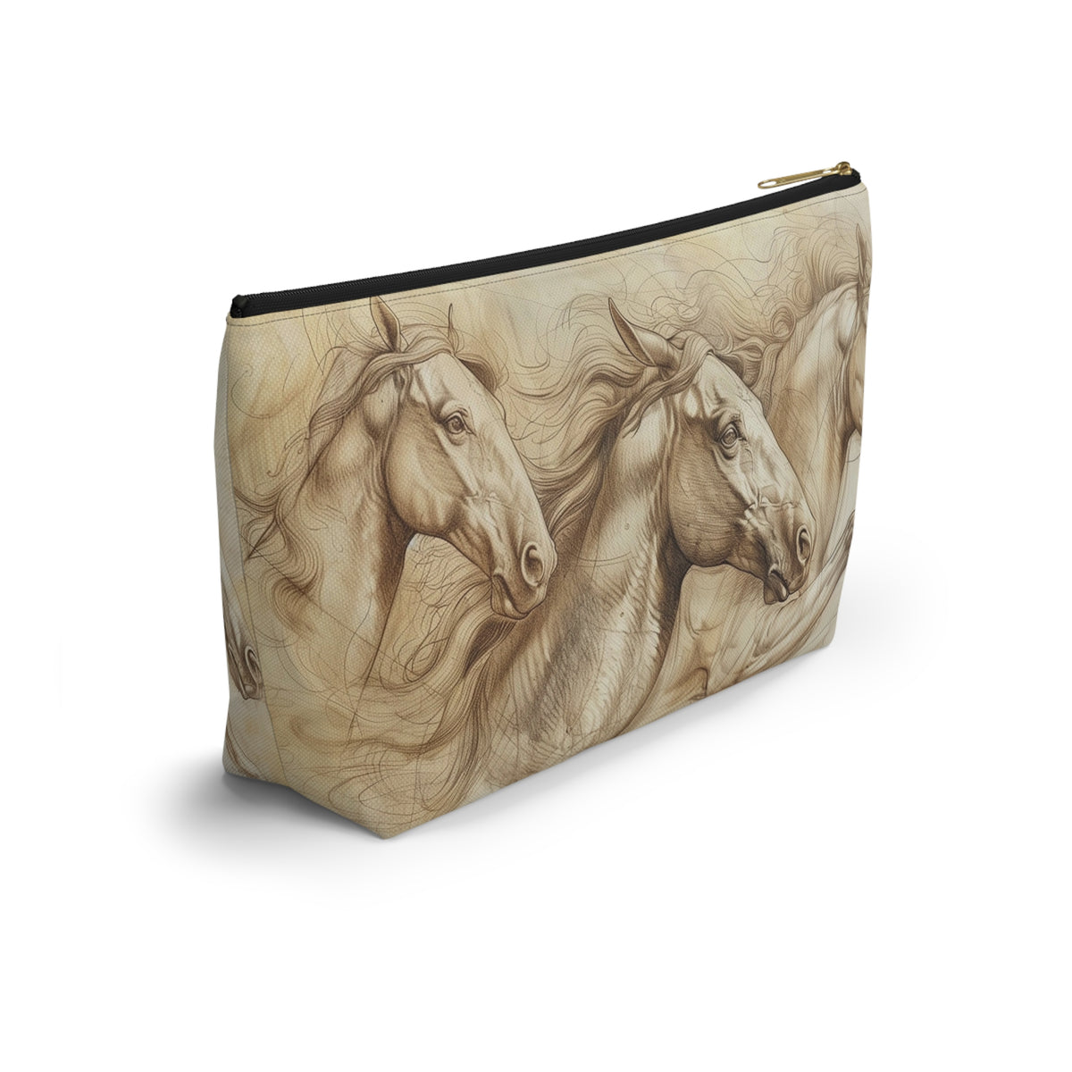 Horse Run Accessory Pouch — Equestrian Makeup & Travel T-Bottom Bag