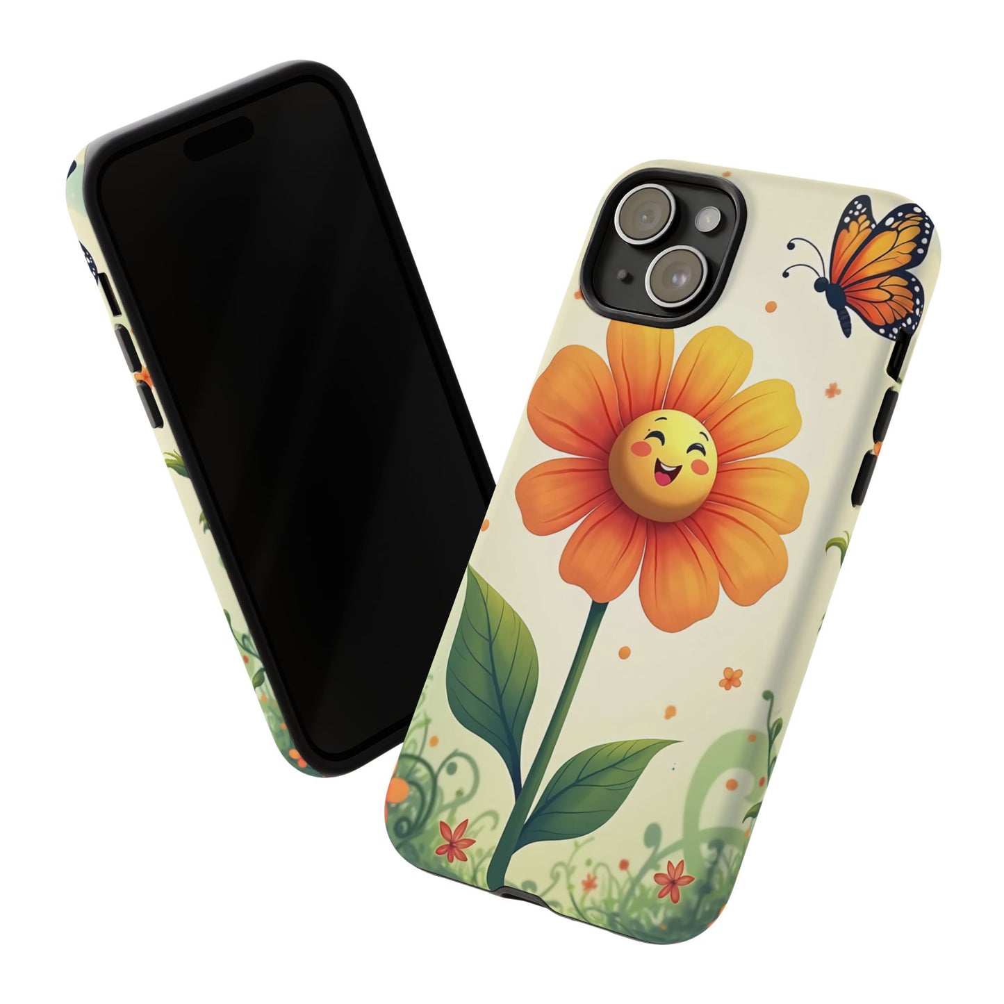 Floral Phone Case with Butterfly Design, Cute Flower Phone Cover for Nature Lovers, Eco-Friendly Gift, Spring Vibes, Birthday Present