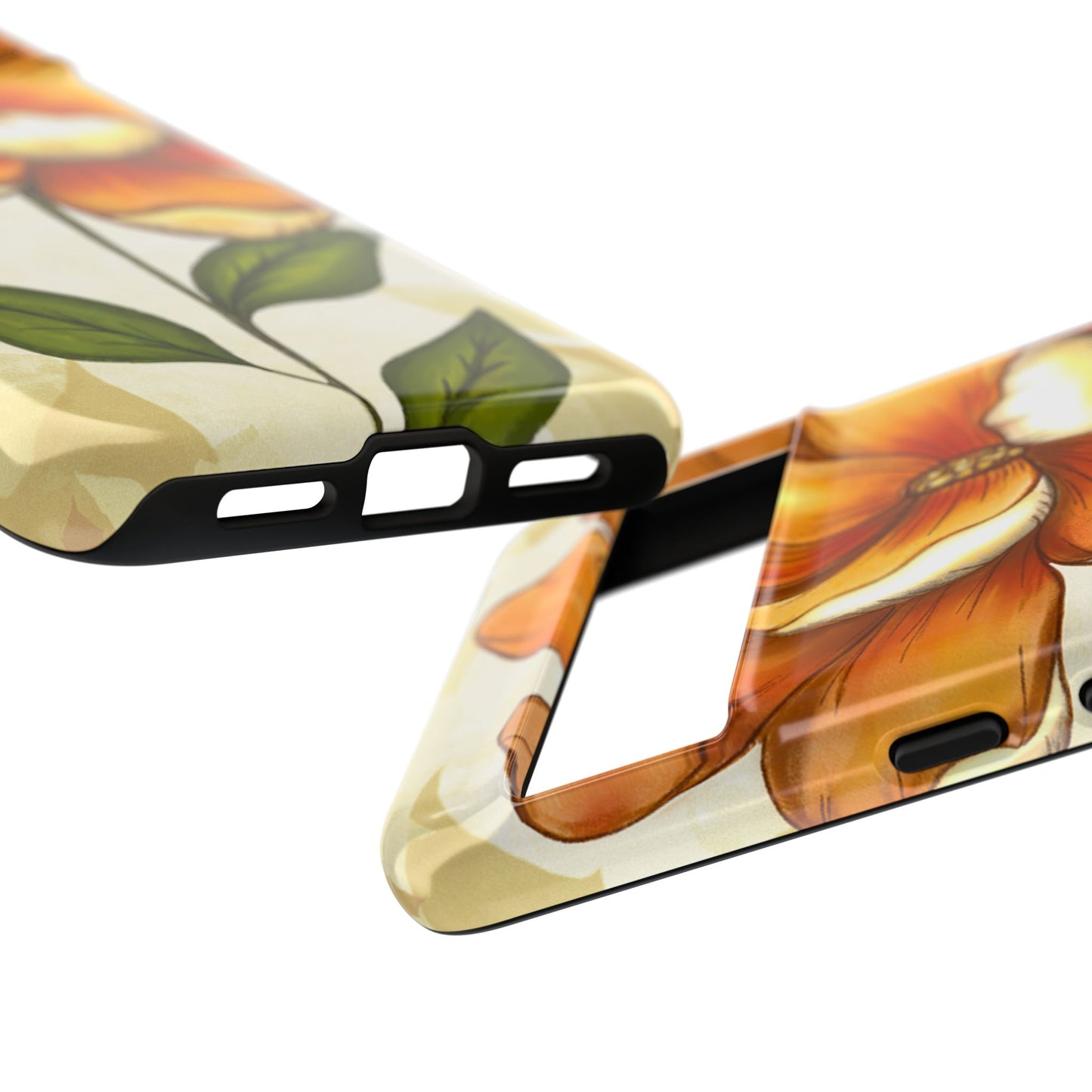 Floral Phone Case with Orange Flower Design, Tough Phone Cover, Floral Gift, Stylish Tech Accessory, Nature Lovers, Spring Vibes