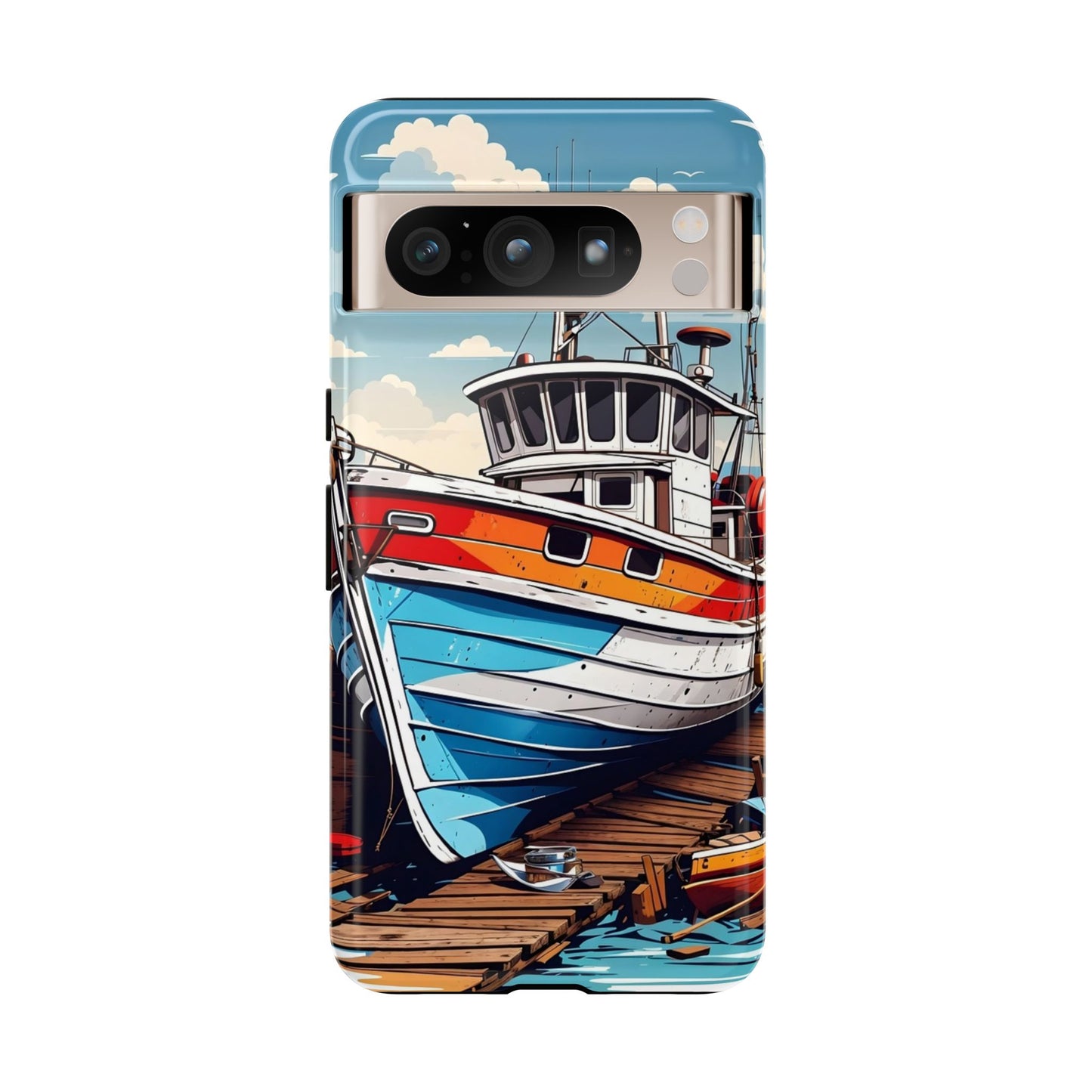 Colorful Fishing Boat Phone Case | Nautical Gift, Marine Design, Coastal Aesthetic, Summer Vibes, Sea Lover's Accessory