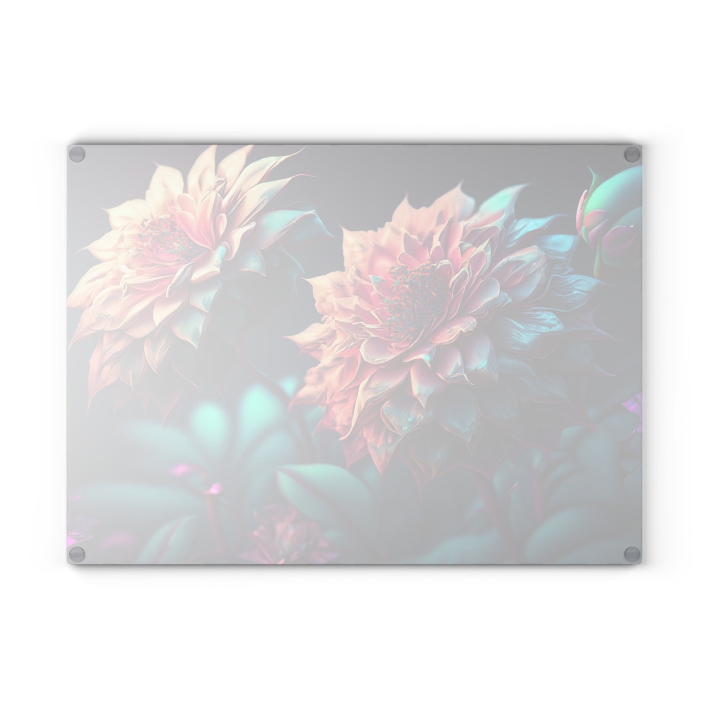 Floral Glass Cutting Board - Kitchen Decor, Wedding Gift, Home Cooking, Floral Art, Unique Kitchen Accessories