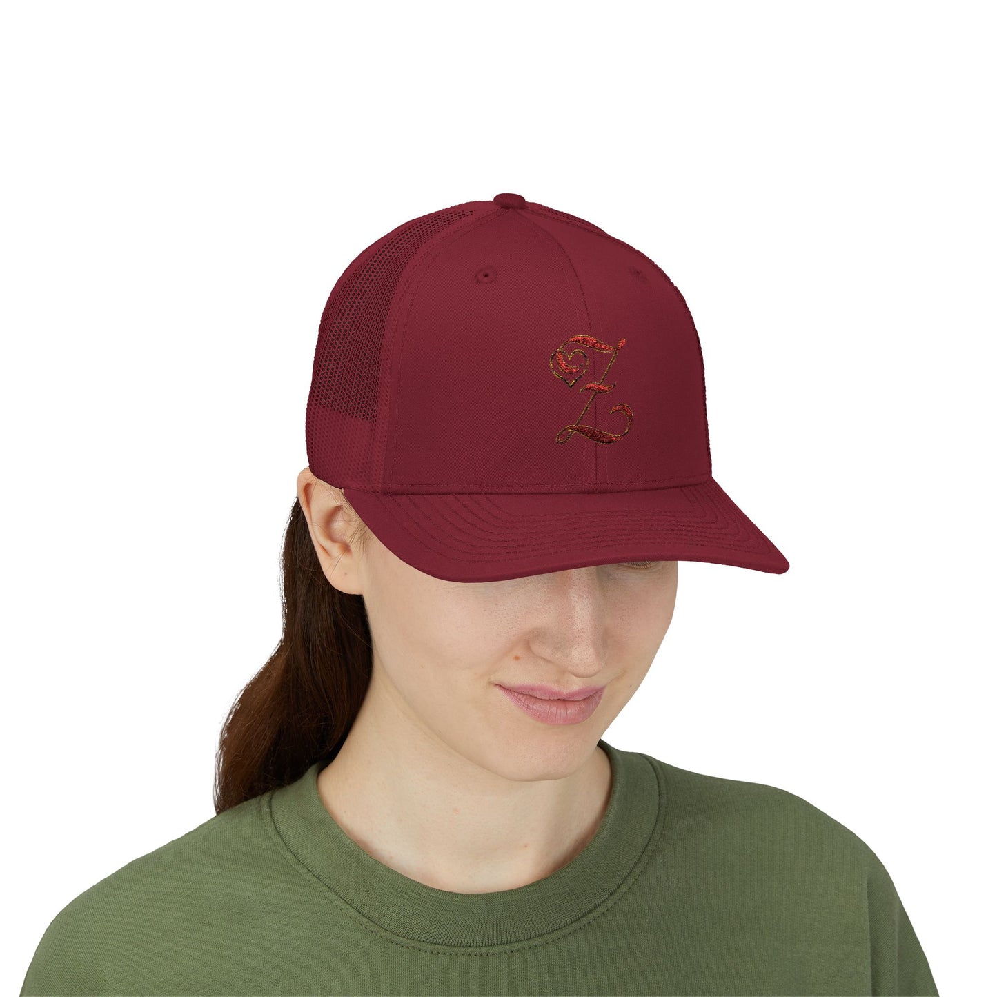 Embroidered 'Z' Snapback Trucker Cap — Vintage Monogram Initial Hat