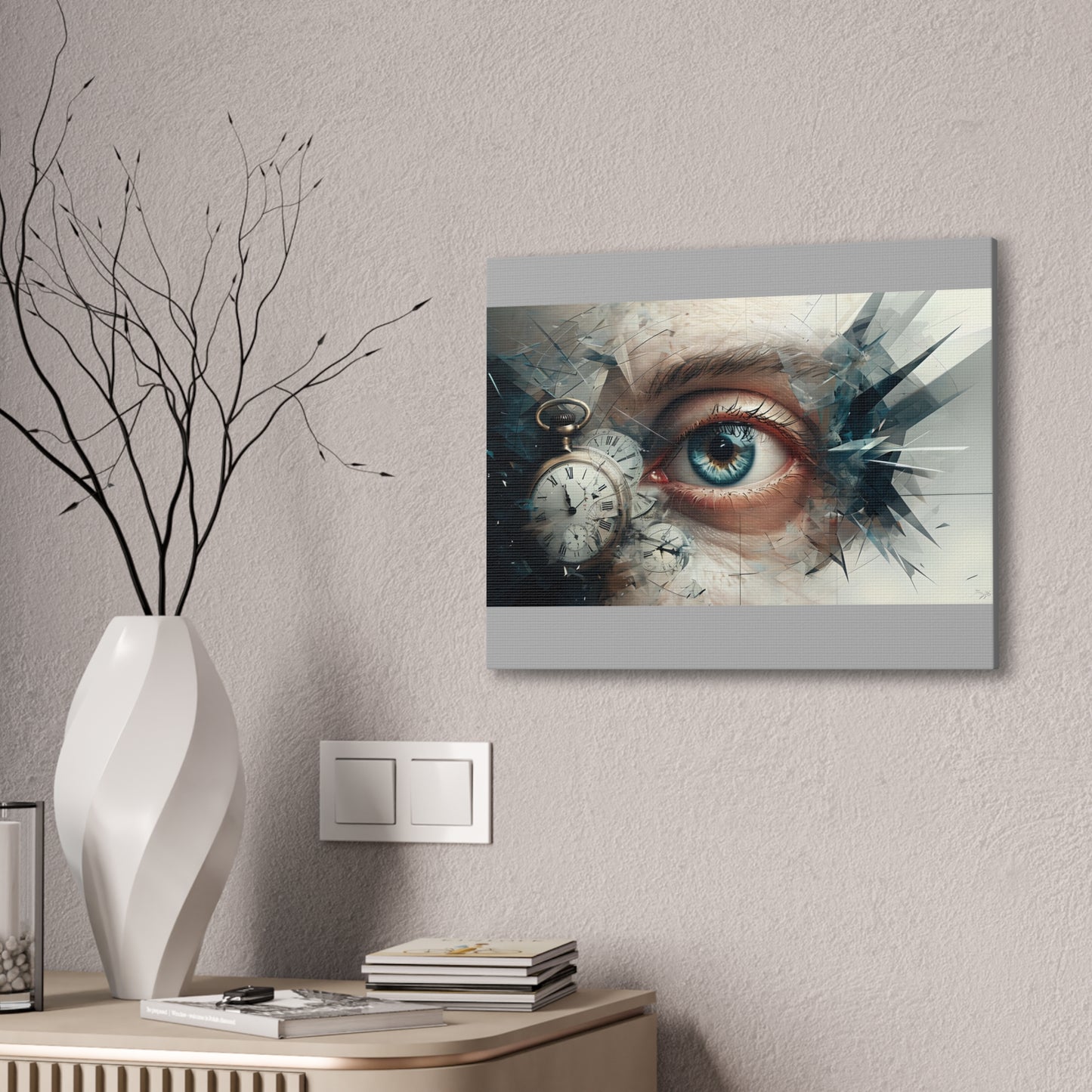 Surreal Canvas Wall Art, Eye with Vintage Clock