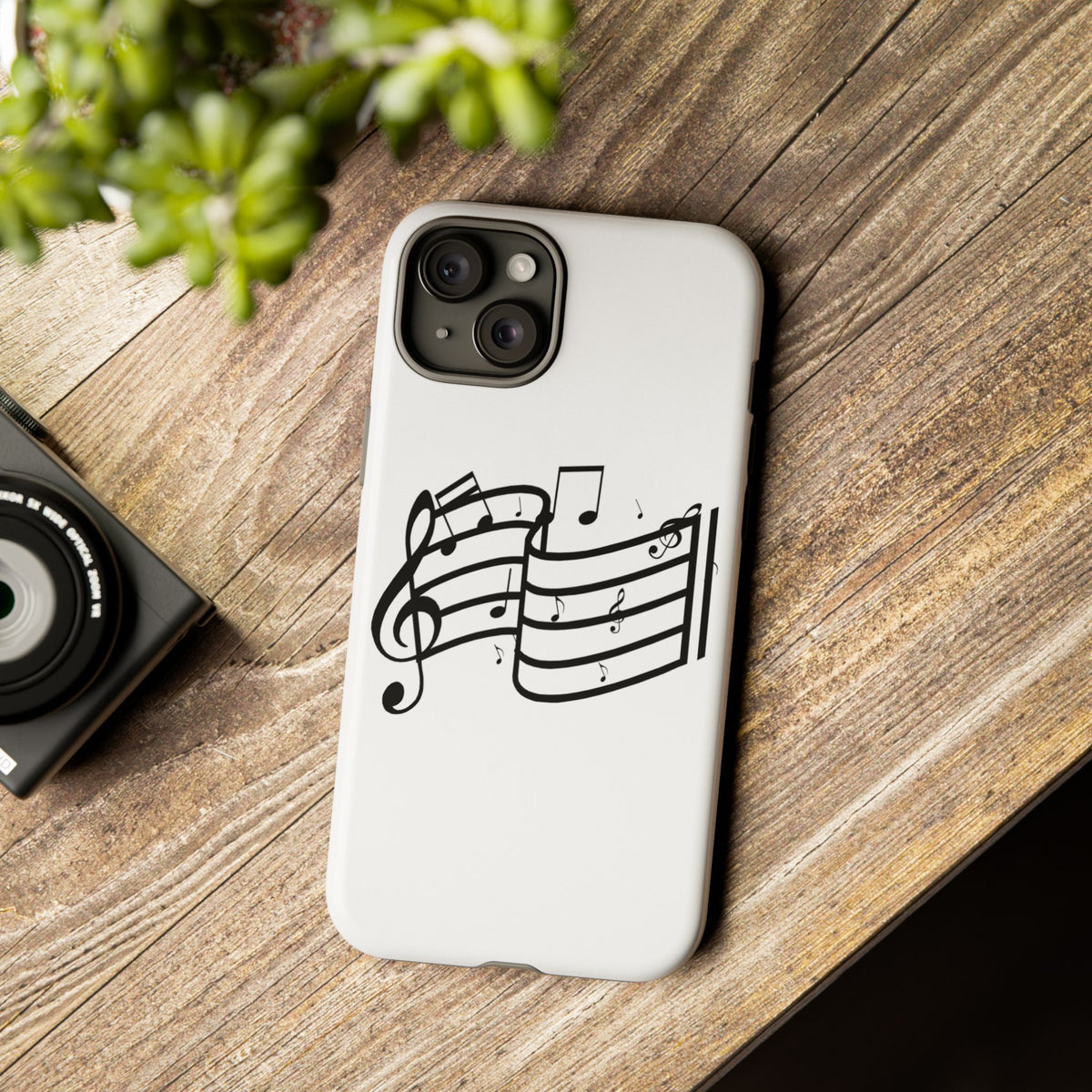 Musical Notes Phone Case — Black Treble Clef Music Staff Tough Case
