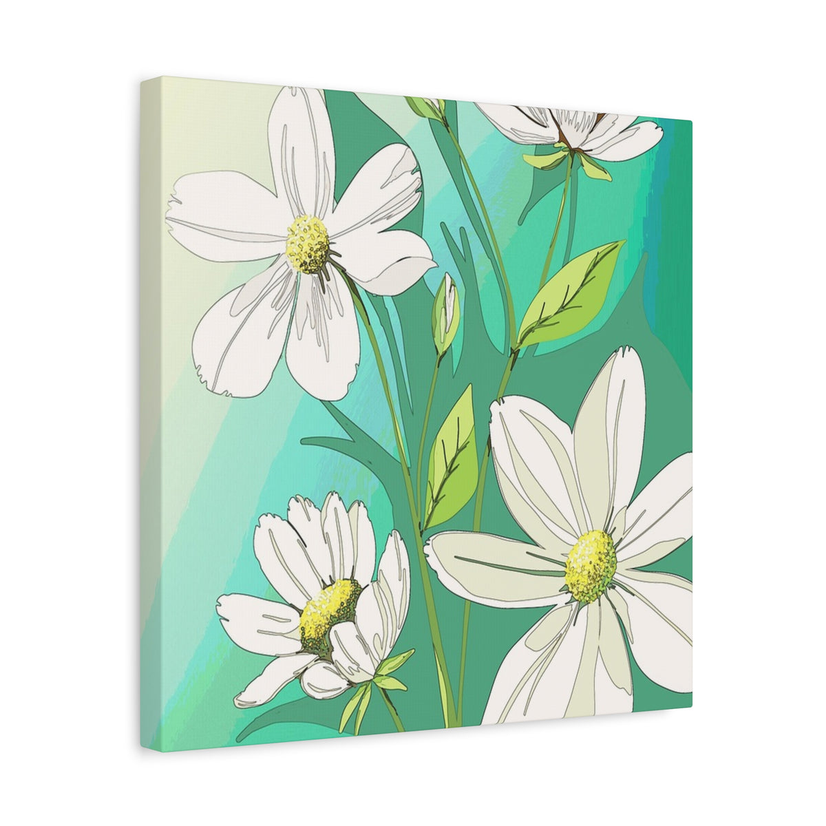 Matte Canvas, Stretched, 1.25" White Flowers
