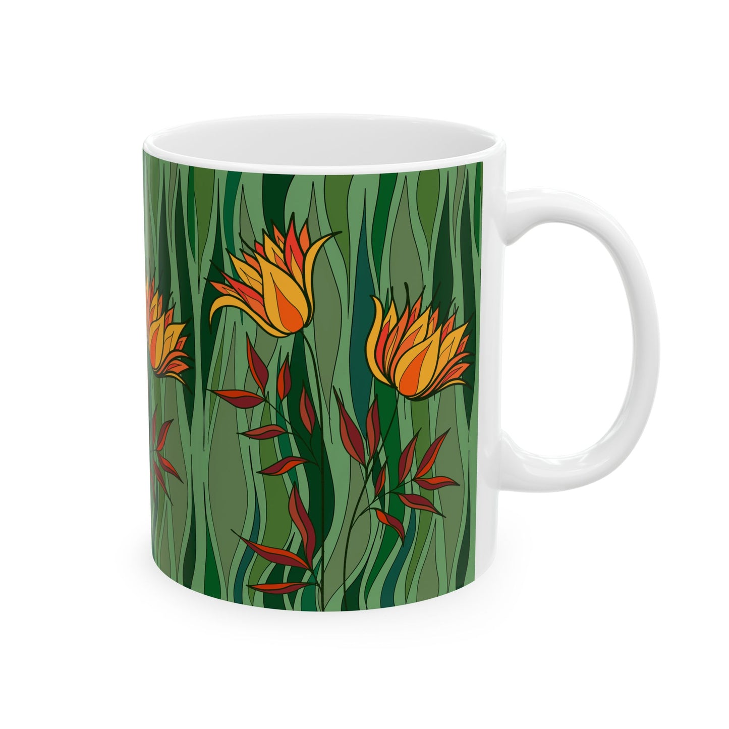Vibrant Floral Ceramic Mug - Perfect Gift for Flower Lovers, Tea and Coffee Enthusiasts, Home Decor, Spring Celebrations, Unique Kitchenware