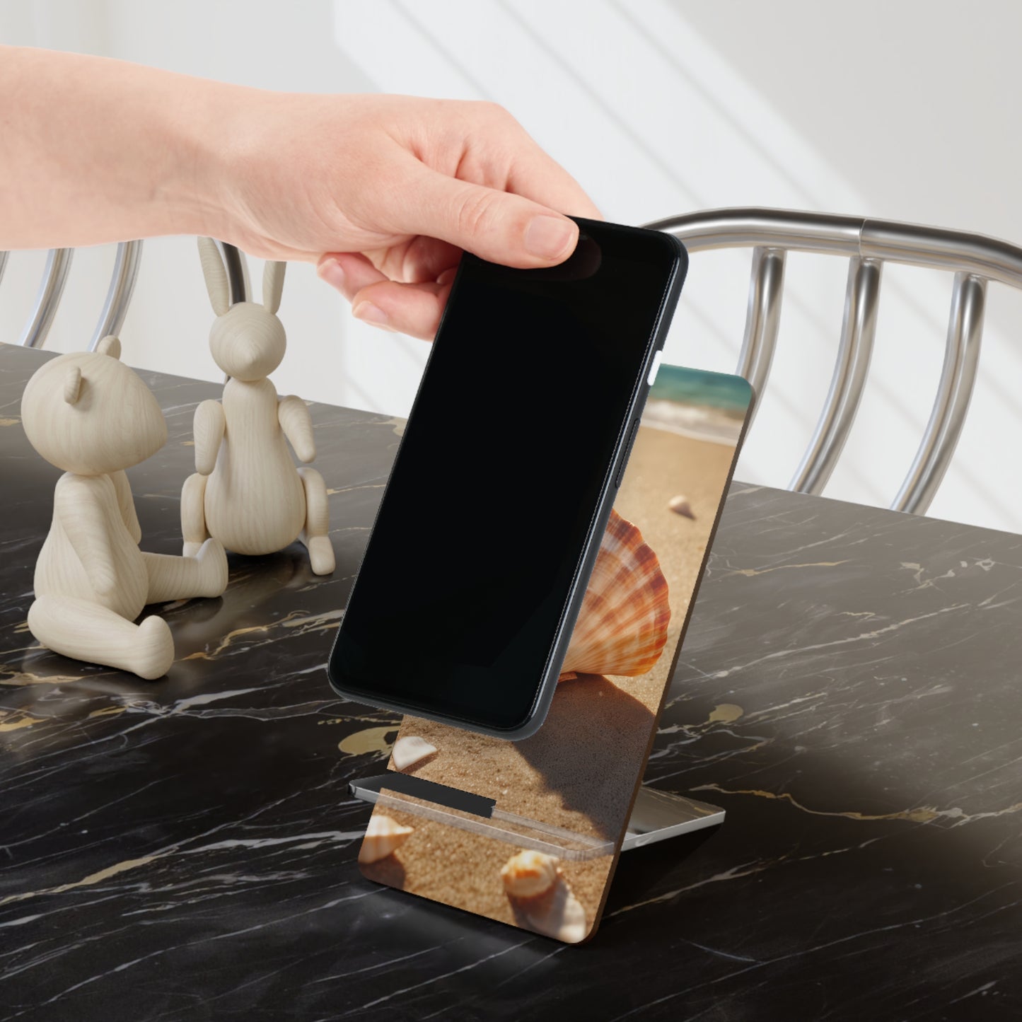 Seashell Beach Phone Stand — Foldable Smartphone Display Stand