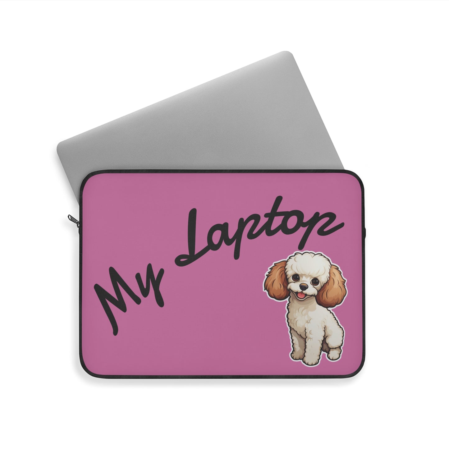 Cute Dog Laptop Sleeve, Pet Lover Gift, Personalized Laptop Case, Pink Sleeve for Students, Funny Laptop Accessory