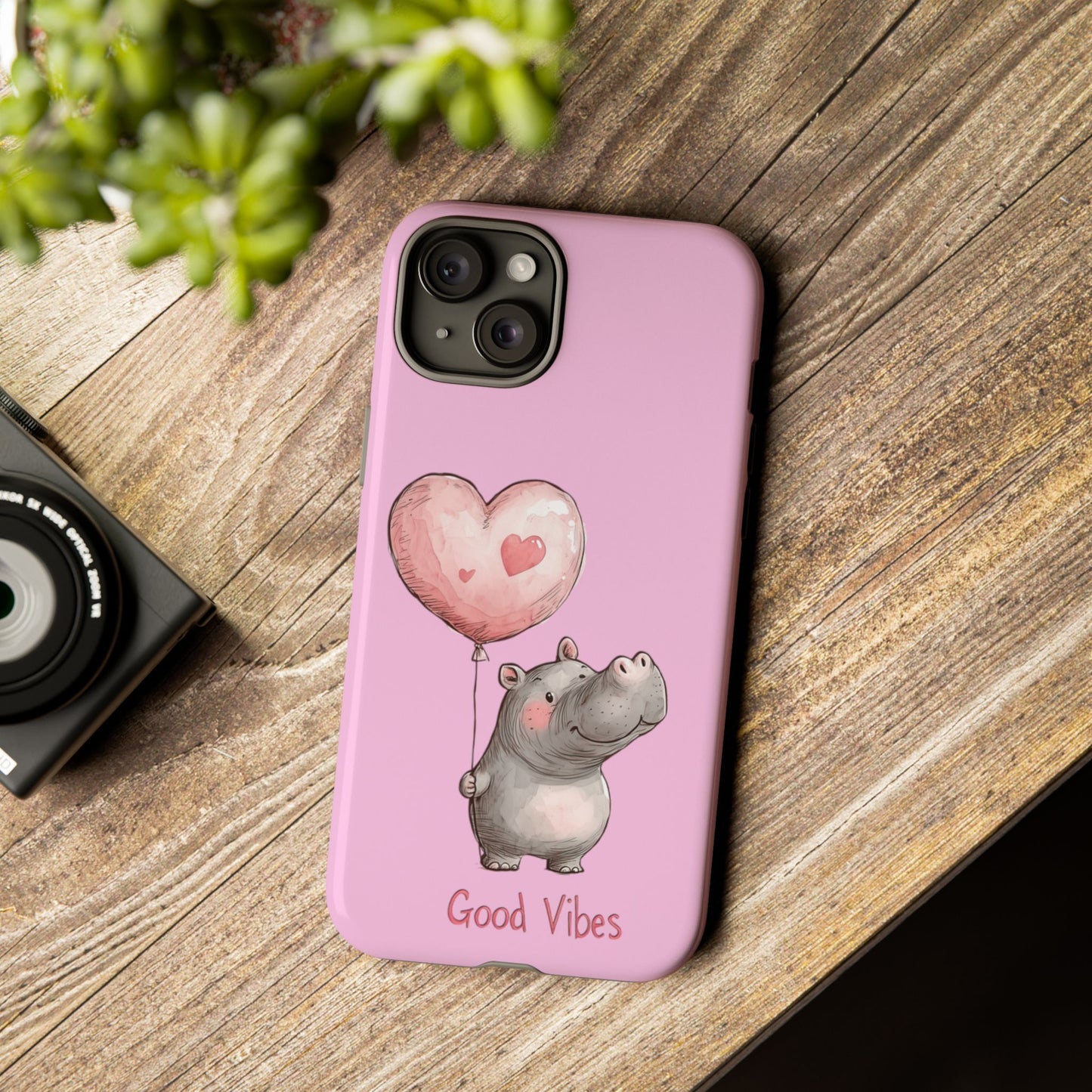 Cute Hippo Phone Case | Good Vibes, Gift for Friends, Cute Phone Accessories, Animal Lover Gift, Happy Phone Cover
