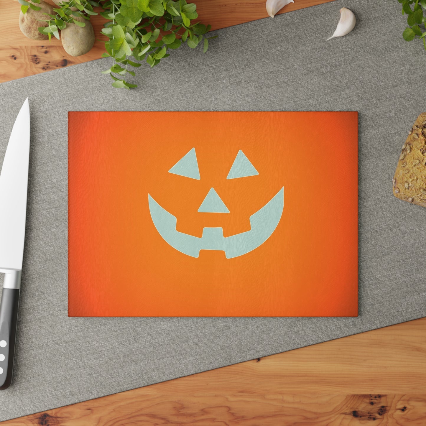 Halloween Pumpkin Glass Cutting Board, Festive Kitchen Decor, Fall Harvest Gift, Pumpkin Carving, Holiday Cooking
