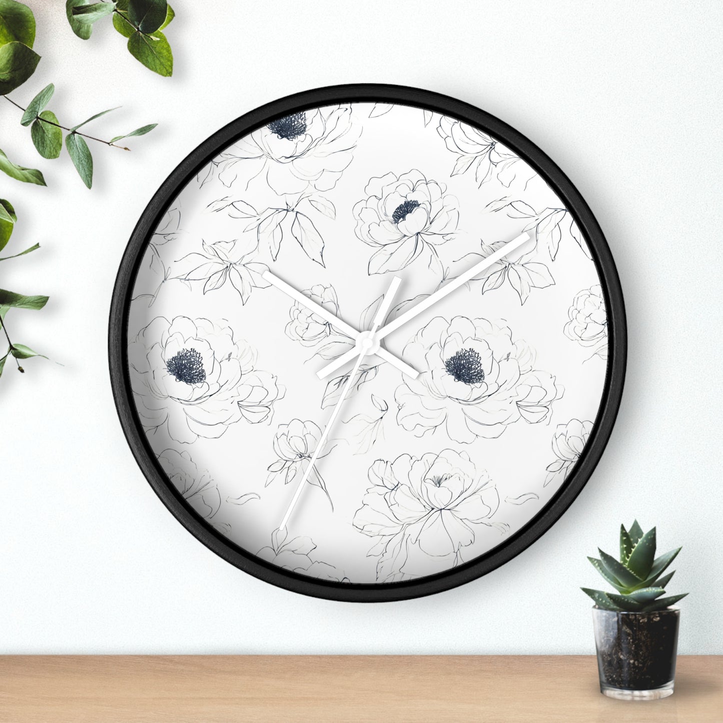 Elegant Floral Wall Clock, Modern Home Decor, Gift for Her, Kitchen Wall Art