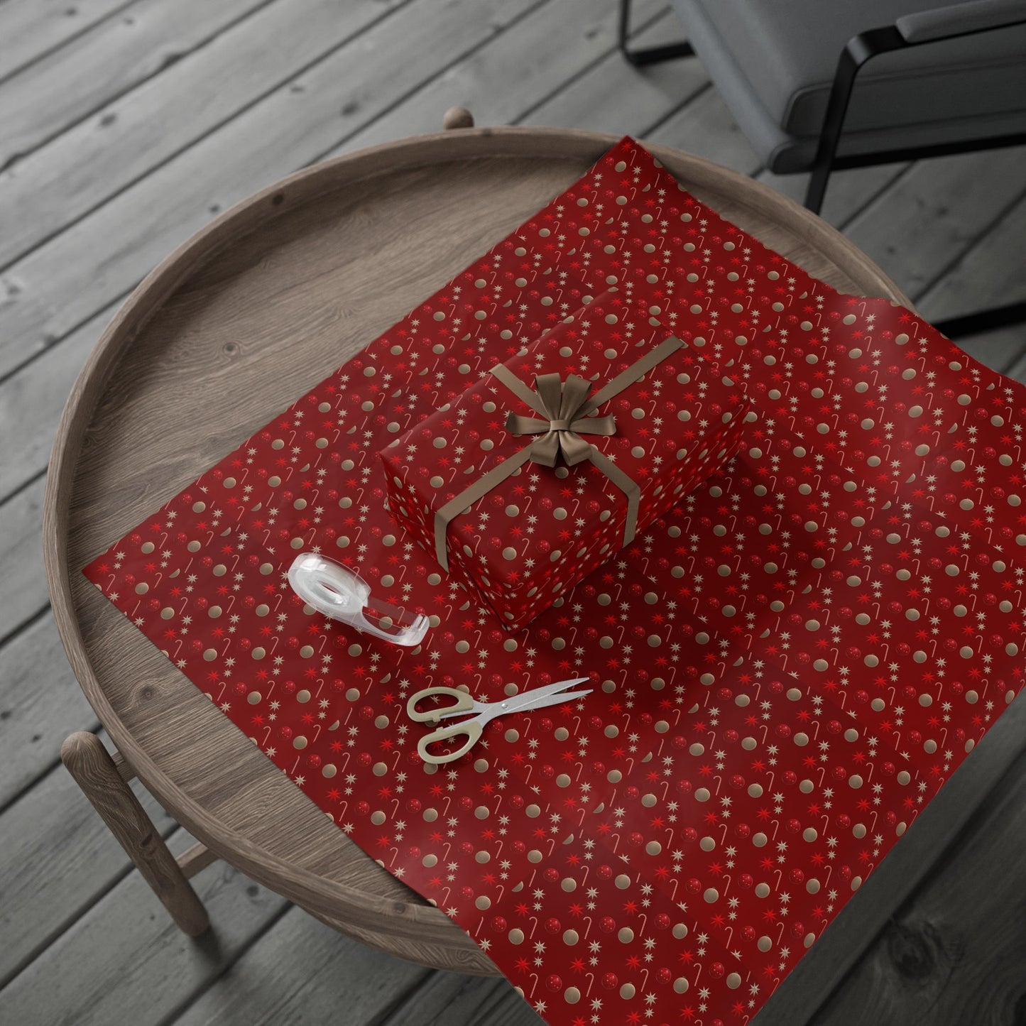 Festive Holiday Wrapping Paper - Christmas Gift Wrap, Red & Gold Design, Eco-Friendly, Birthday & Holiday Decor