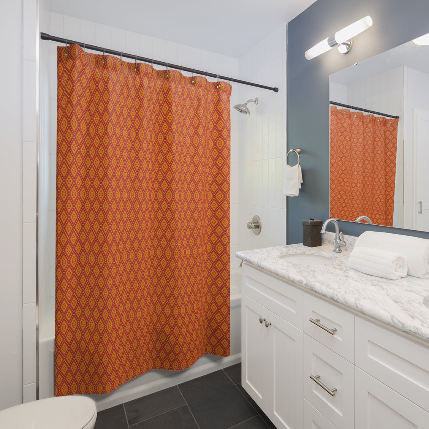 Vibrant Geometric Pattern Shower Curtain, Boho Bathroom Decor, Colorful Home Accent, Unique Gift Idea, Seasonal Bathroom Upgrade