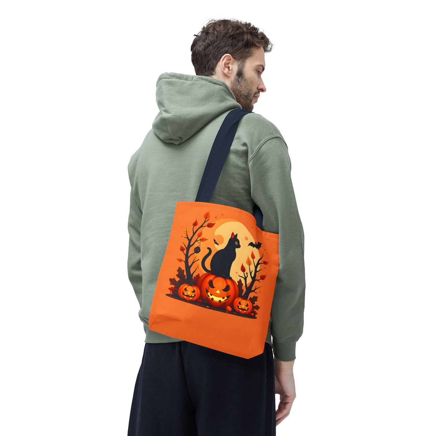 Halloween Cat Tote Bag | Spooky Halloween Accessory, Trick or Treat, Gift for Cat Lovers, Fall Fashion Must-Have, Pumpkin Decor