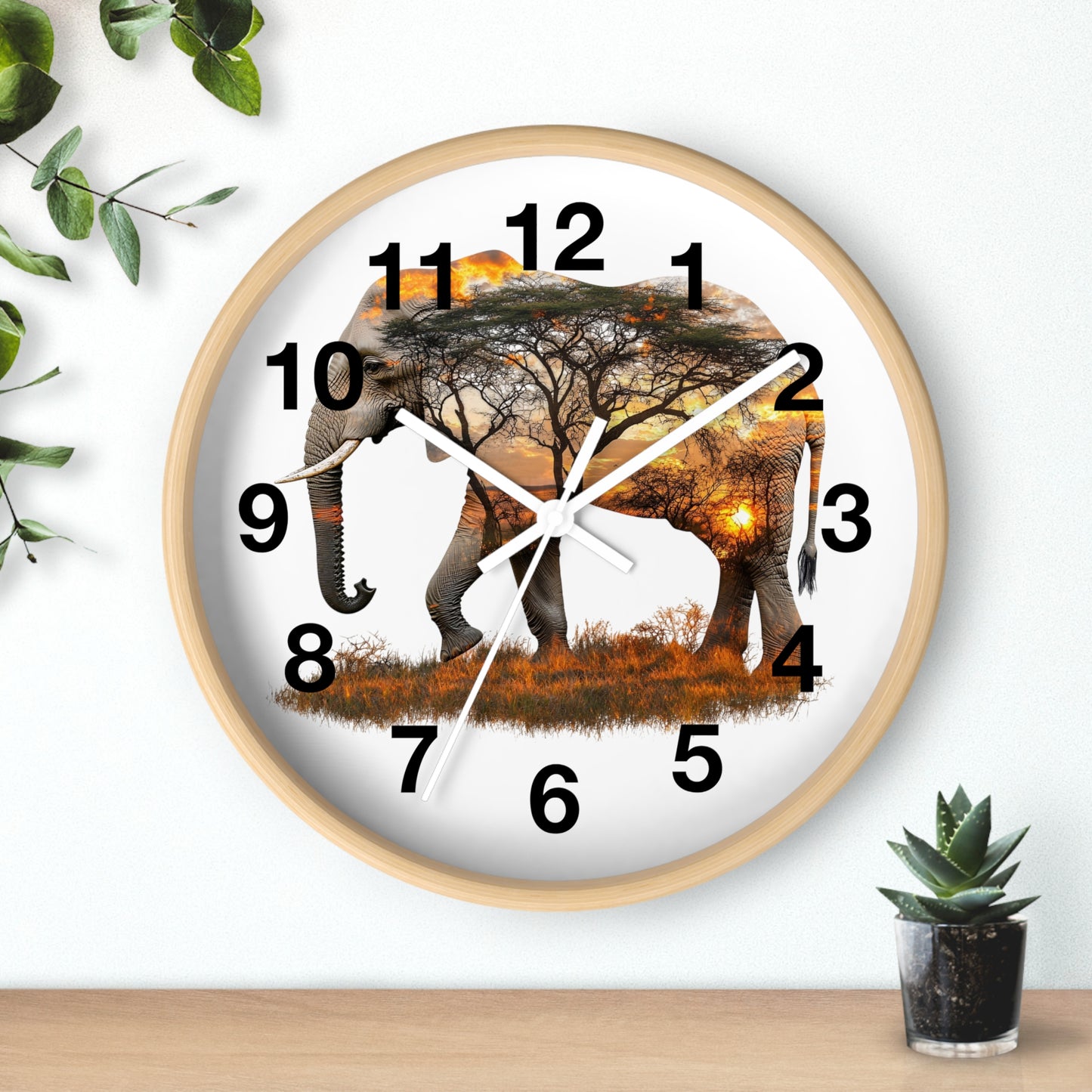 Elephant Sunset Wall Clock, Nature Decor, Wildlife Home Accessory, Animal Lover Gift, Safari Themed Clock, Unique Wall Art
