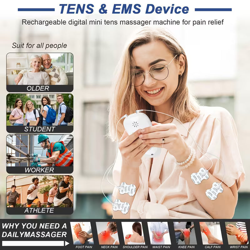 CESLIFF TENS + EMS Muscle Stimulator for Pain Relief — Eases Back, Neck, Arthritis And Foot Pain, Perfect for Post-Workout Muscle Recovery And Relaxation, The Ideal Choice for Home, Fitness Gear, Massage, And Devices!